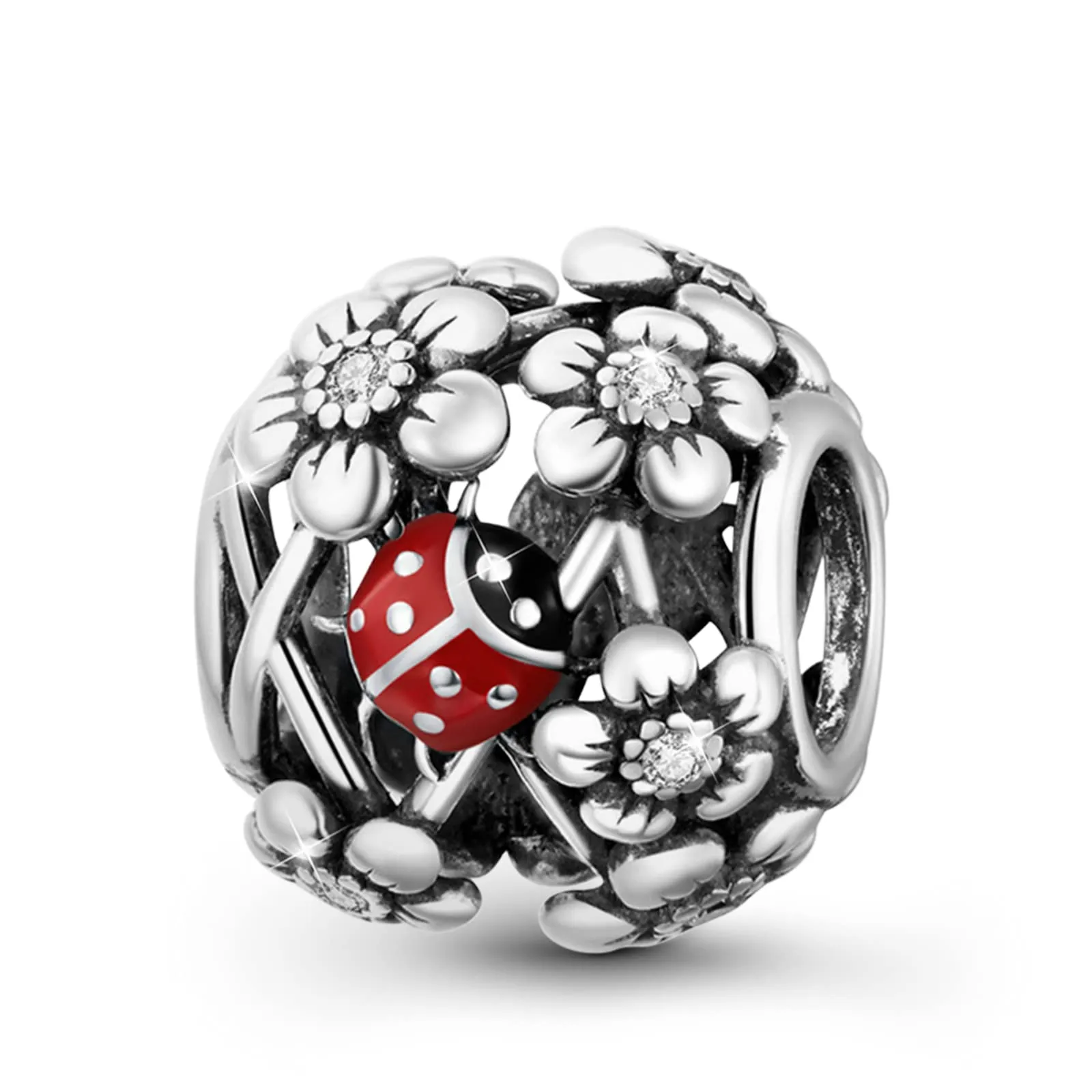 GNOCE Ciondoli da Giardino Spirituale Perline Argento Sterling Coccinella con Fiori Perline di Fascino Fit Bracciale/Collana per Donne Ragazze Figlia - immagine 1