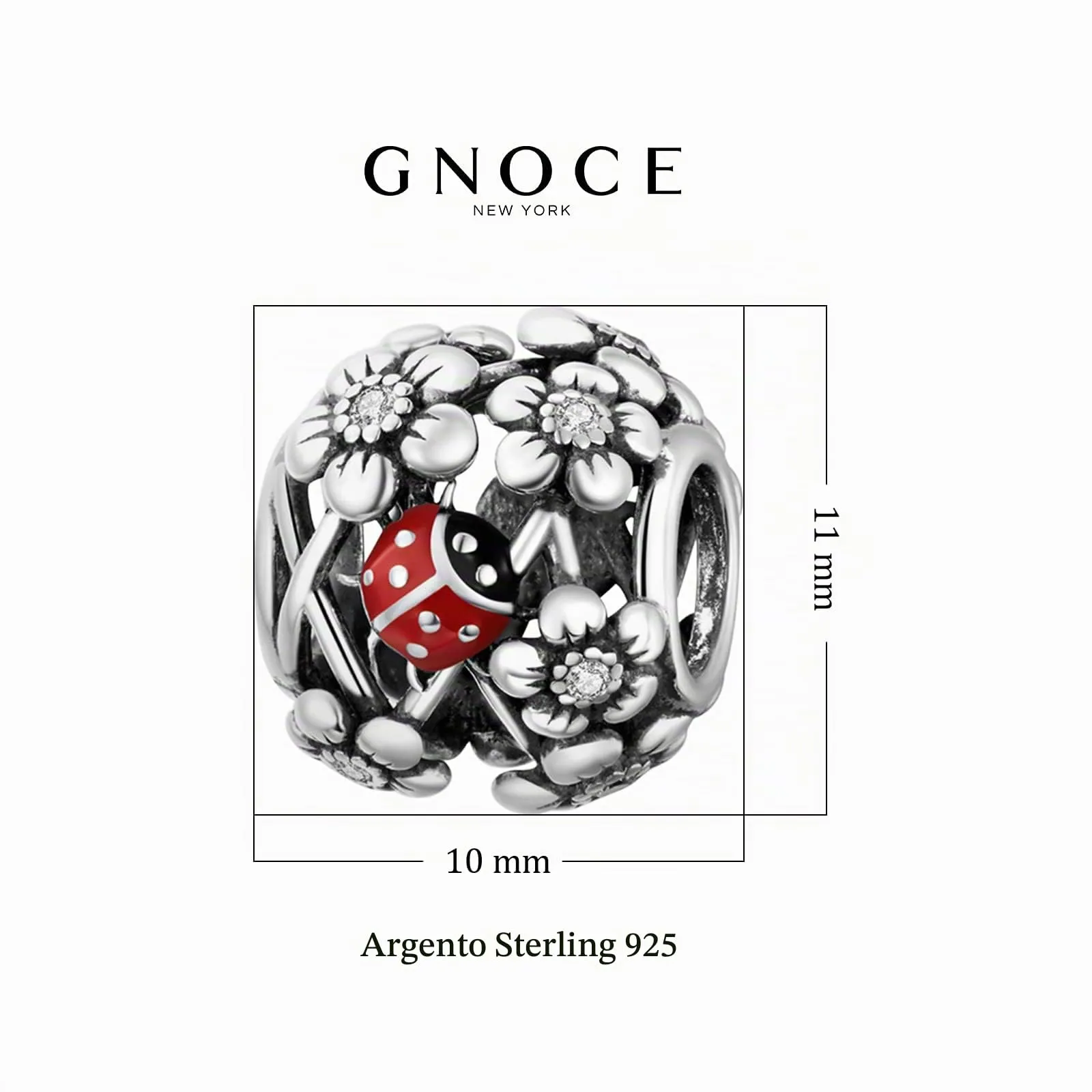 GNOCE Ciondoli da Giardino Spirituale Perline Argento Sterling Coccinella con Fiori Perline di Fascino Fit Bracciale/Collana per Donne Ragazze Figlia - immagine 7