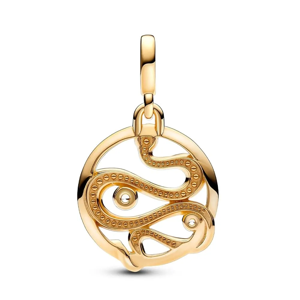PANDORA ME Medaglione a forma di serpente placcato in oro 14k con zirconi cubici trasparenti - immagine 2