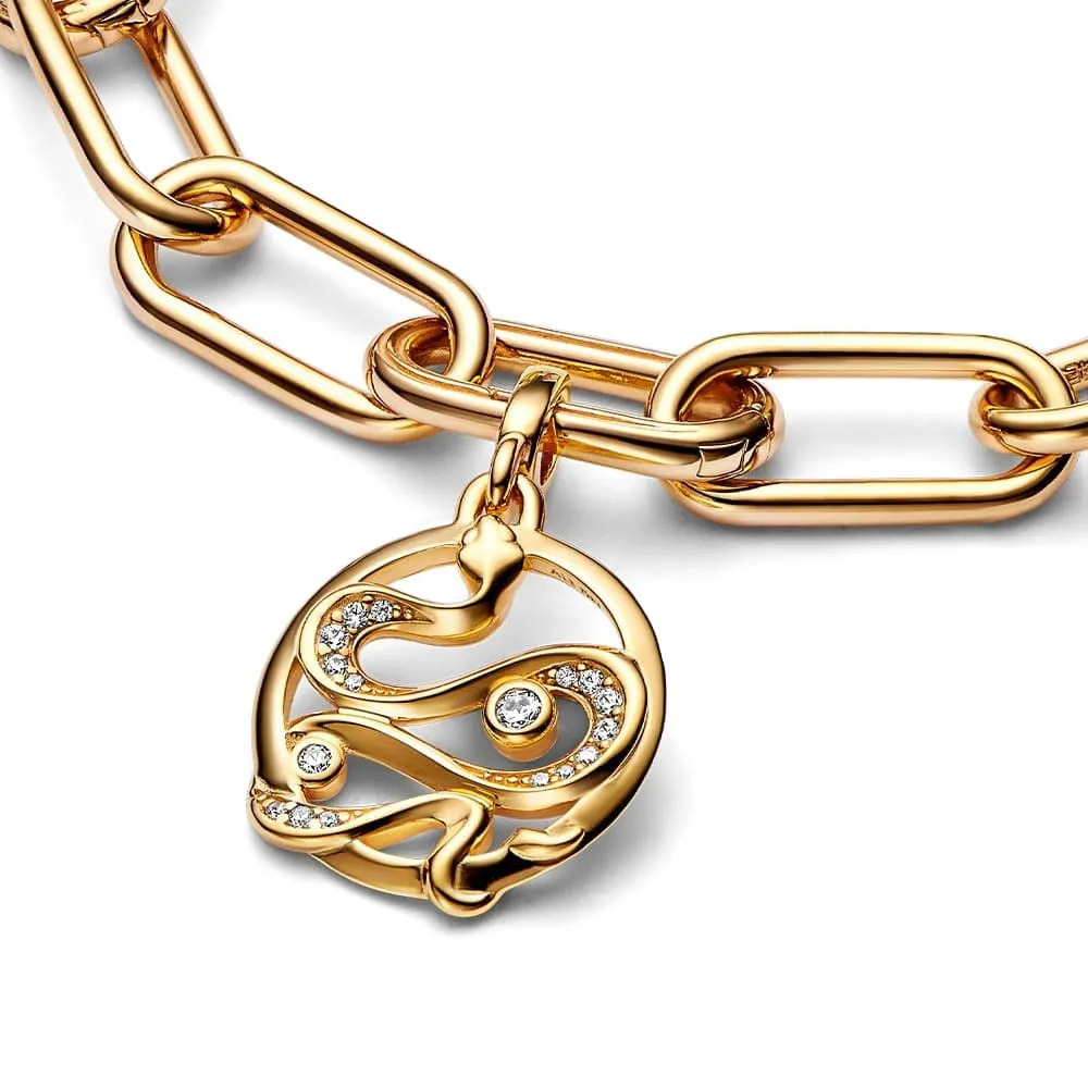 PANDORA ME Medaglione a forma di serpente placcato in oro 14k con zirconi cubici trasparenti - immagine 3