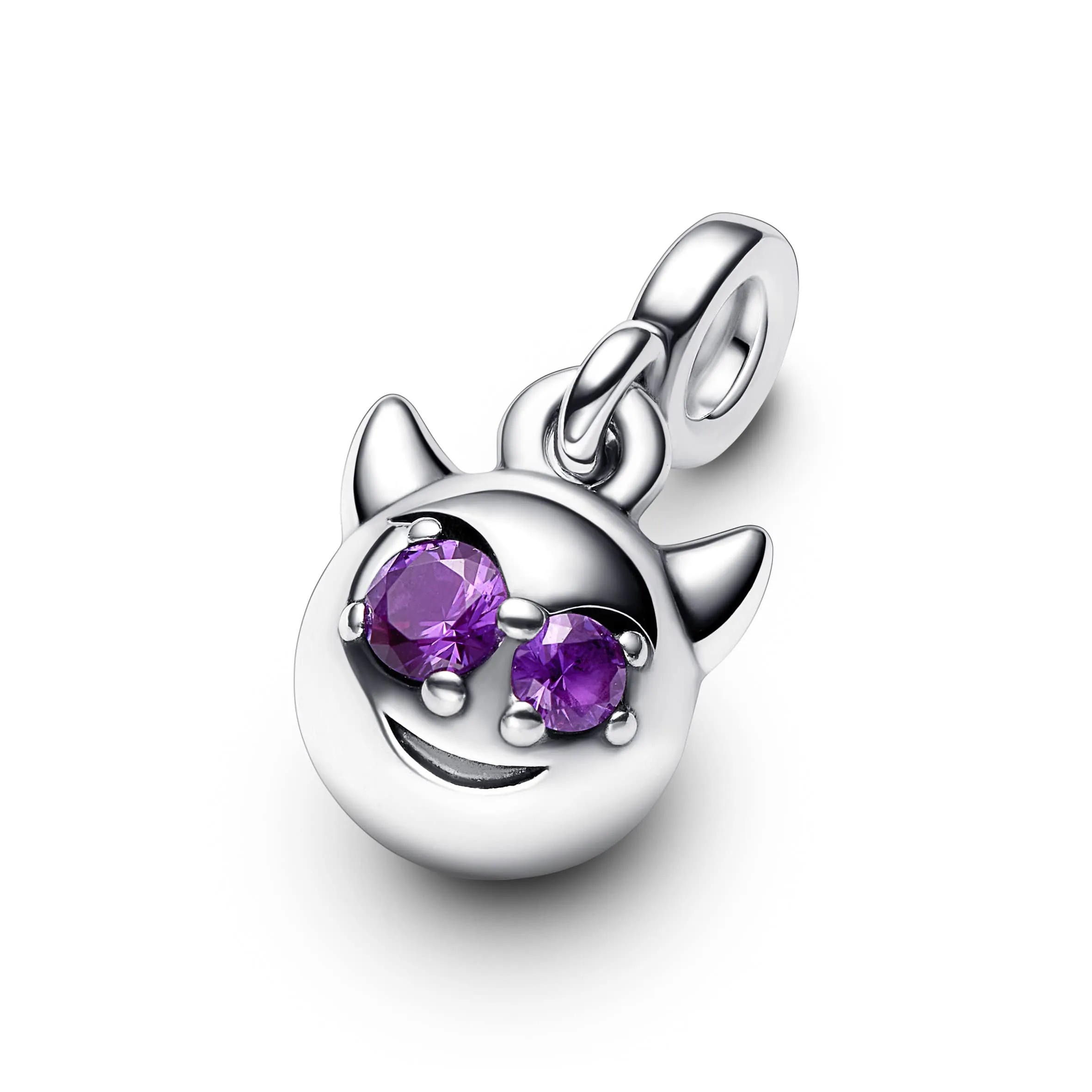 PANDORA ME Mini ciondolo a forma di diavolo in argento Sterling con cristallo viola reale e smalto viola - immagine 3