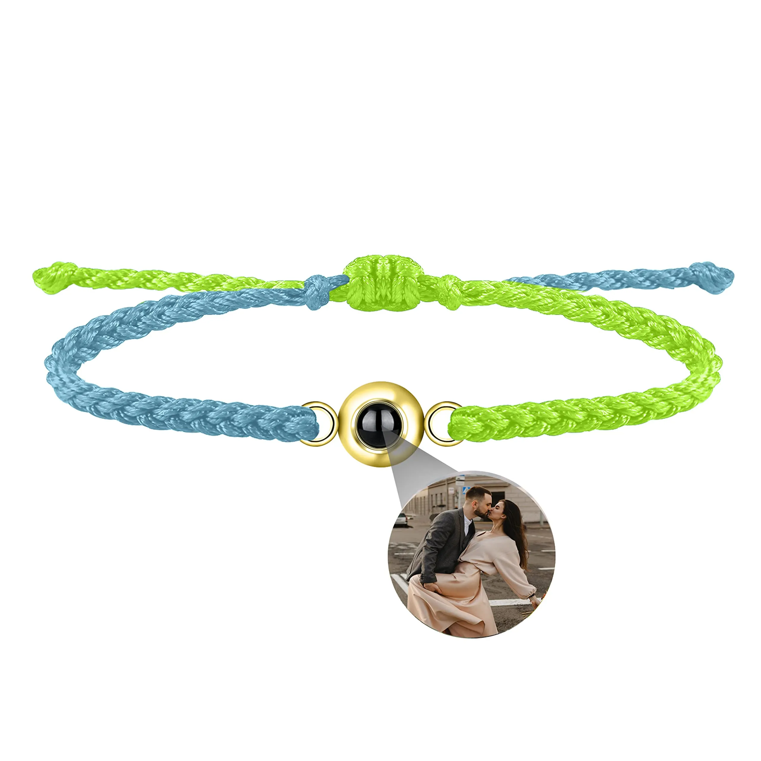 Nergaebe Bracciale Personalizzato Con Foto per Uomini e Donne - Proiezione di Immagine All'interno, Cerchio Intrecciato Regolabile - immagine 1