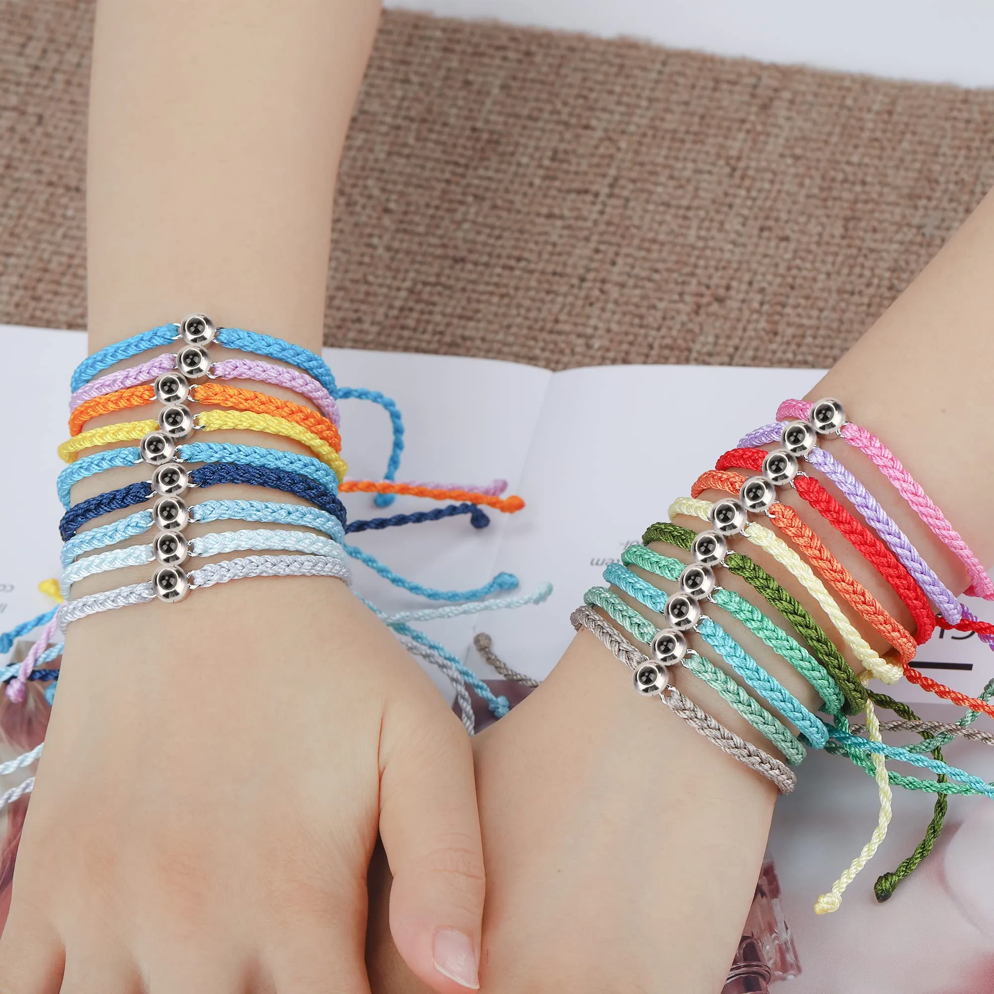 Nergaebe Bracciale Personalizzato Con Foto per Uomini e Donne - Proiezione di Immagine All'interno, Cerchio Intrecciato Regolabile - immagine 5
