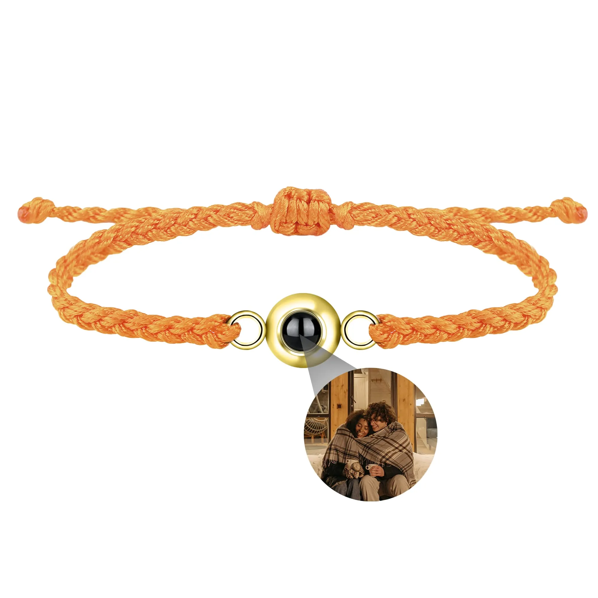 Nergaebe Bracciale personalizzato con foto per uomini donne Bracciale con proiezione di foto Bracciali con foto a cerchio con immagine all'interno Bracciale intrecciato regolabile,26 cm - immagine 1