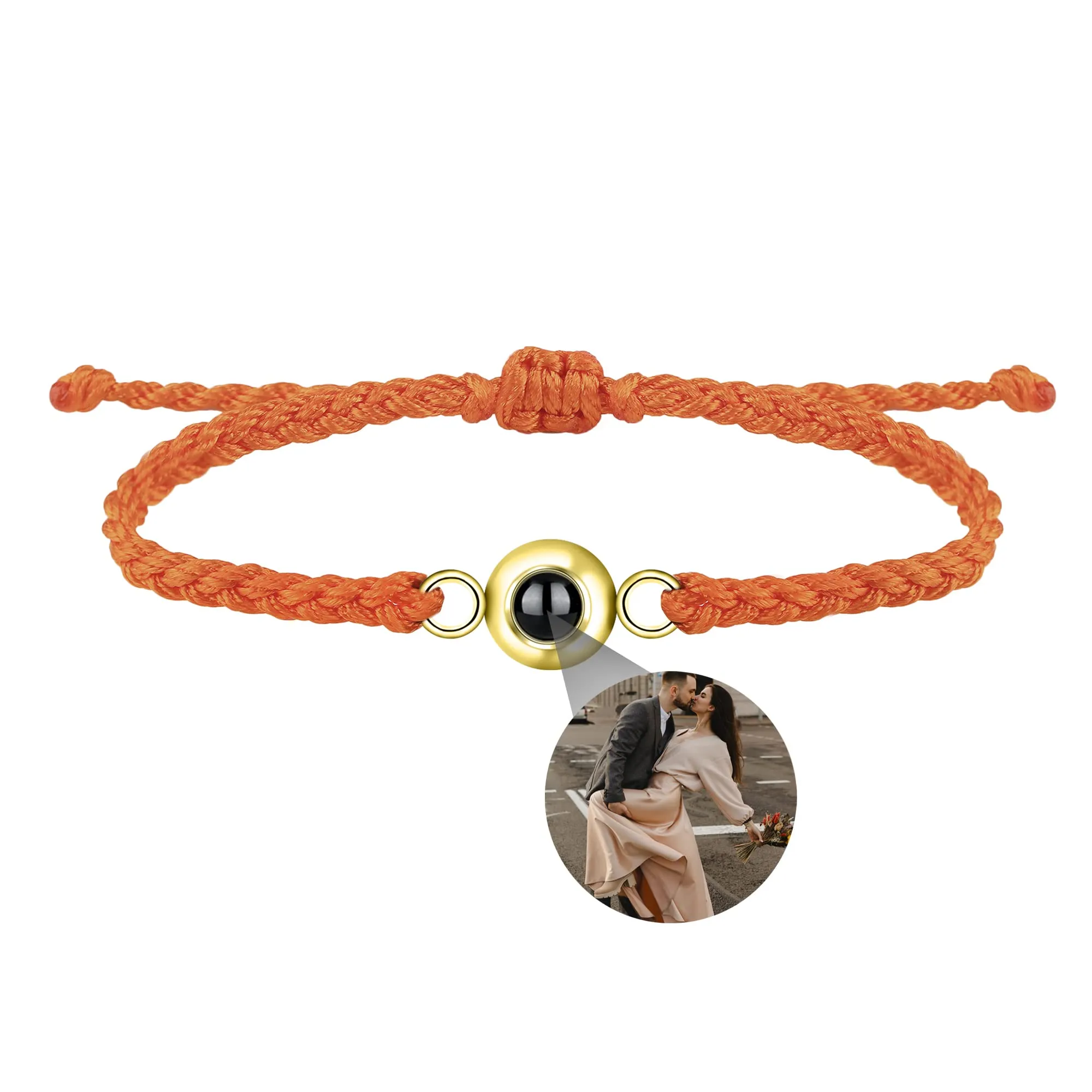 Nergaebe Bracciale personalizzato con foto per uomini donne Bracciale personalizzato con proiezione di foto Bracciali con foto a cerchio con immagine all'interno Bracciale intrecciato regolabile - immagine 1