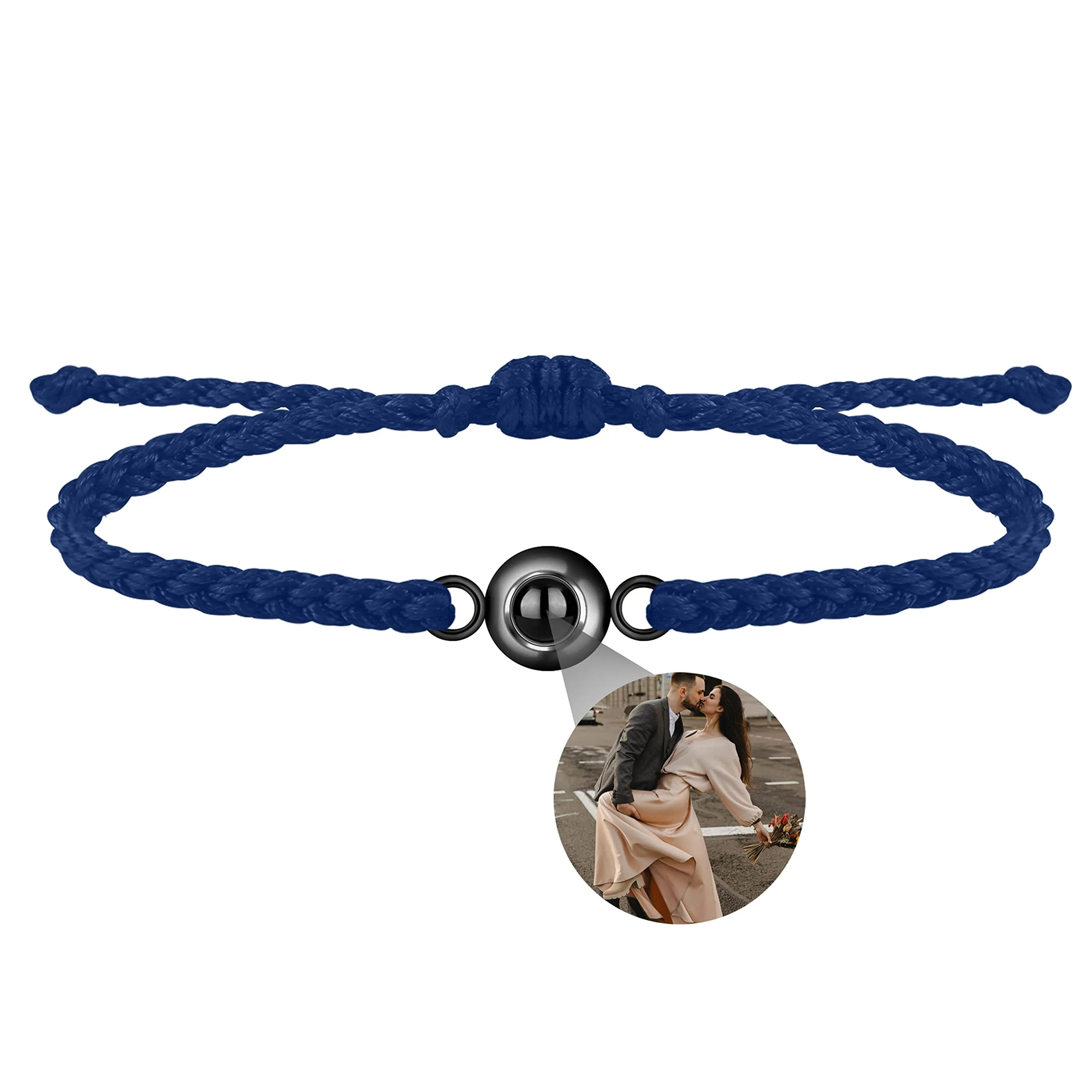 Nergaebe Bracciale Personalizzato Con Foto per Uomini e Donne - Proiezione di Immagini All'interno, Intrecciato Regolabile - immagine 1