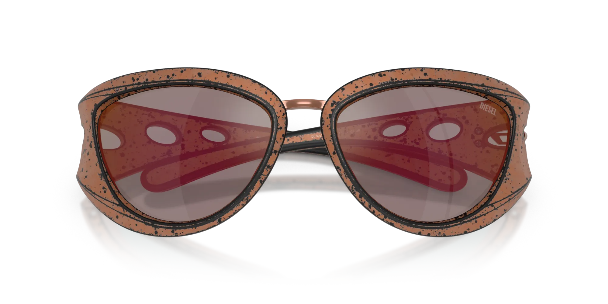 DIESEL DL3007U 20114Z Occhiali da sole Iniettato Bronzo Rame Cat Eye Normale Specchiato - immagine 2