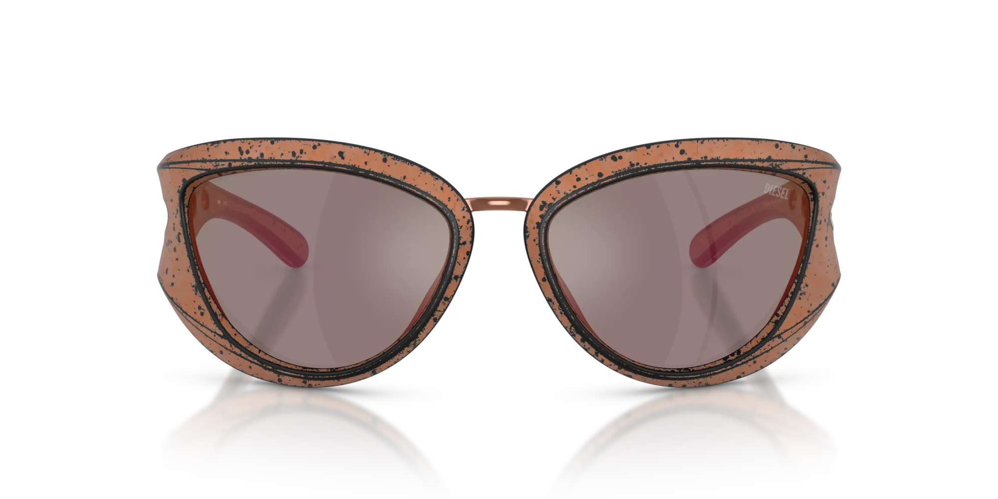 DIESEL DL3007U 20114Z Occhiali da sole Iniettato Bronzo Rame Cat Eye Normale Specchiato - immagine 3