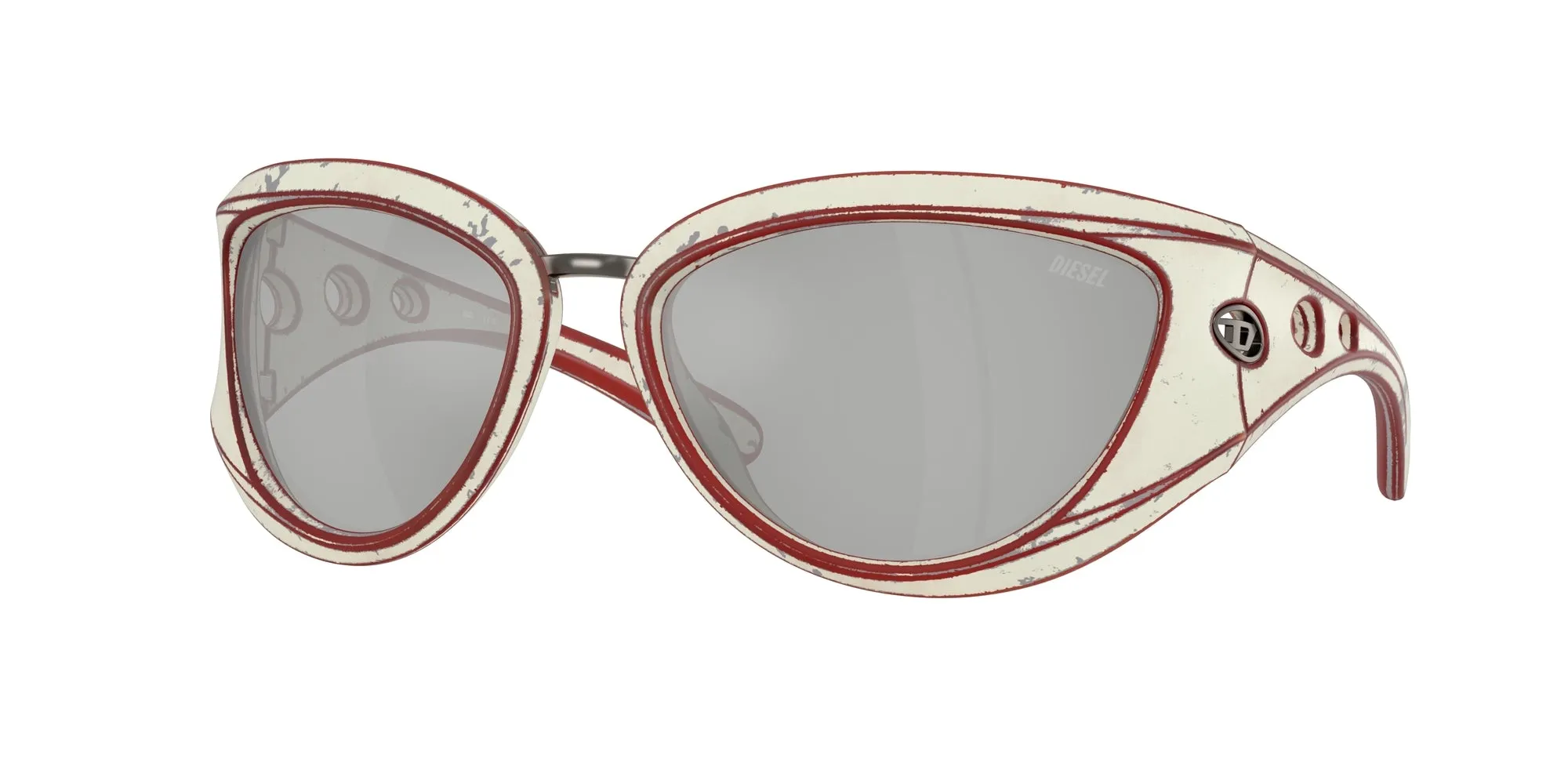 DIESEL DL3007U 20108V Occhiali da sole Iniettato Bianco Argento Cat Eye Normale - immagine 1