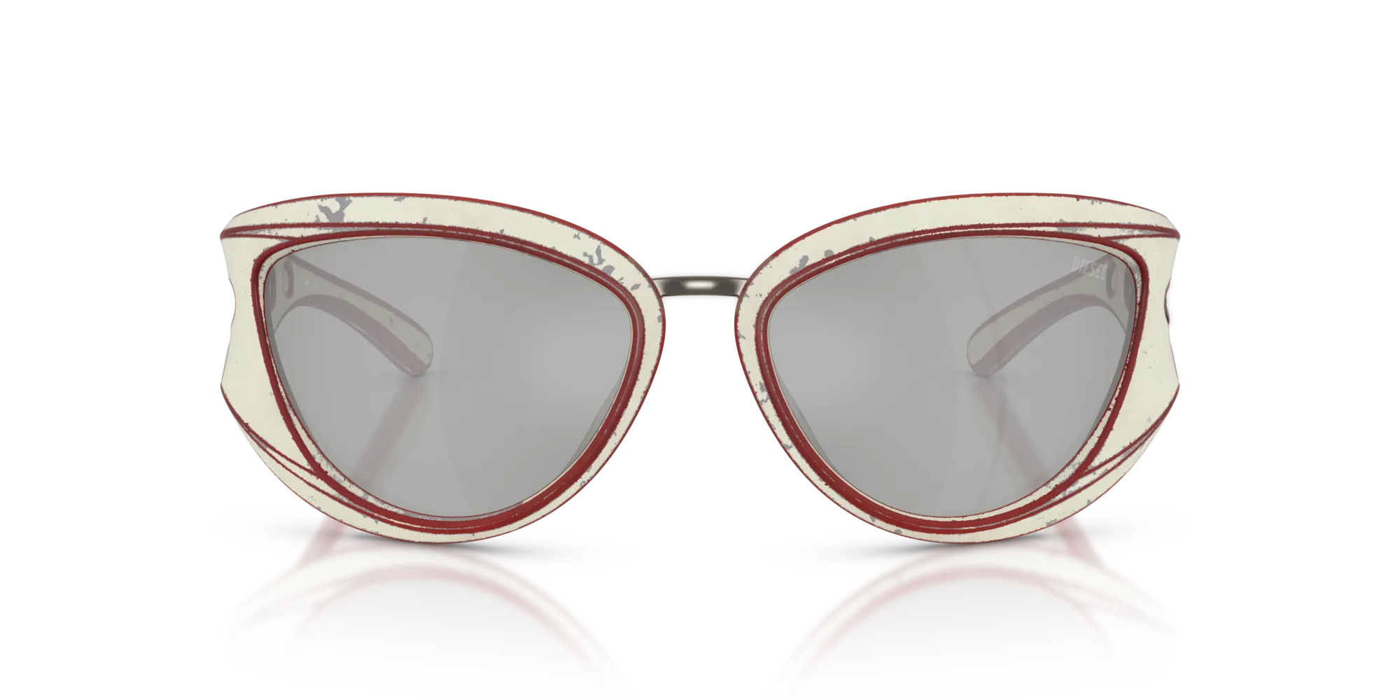 DIESEL DL3007U 20108V Occhiali da sole Iniettato Bianco Argento Cat Eye Normale - immagine 3