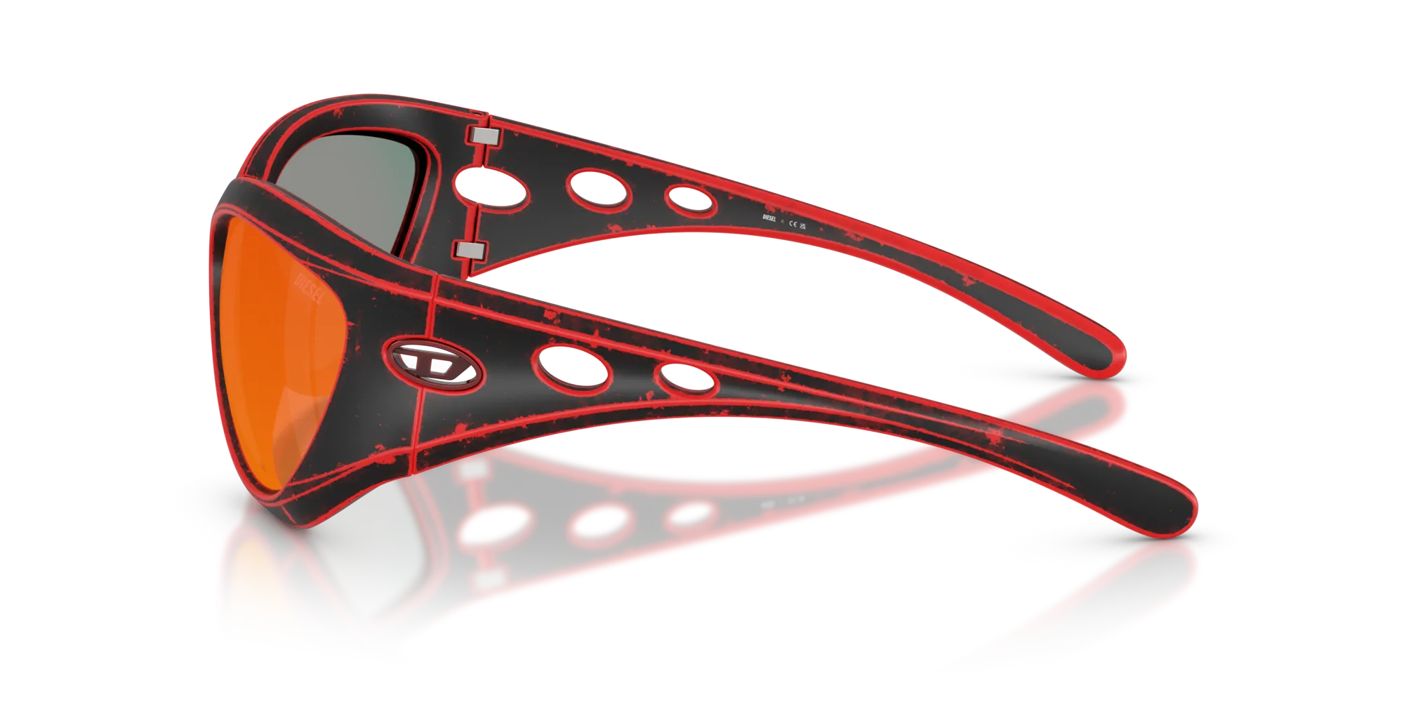 DIESEL DL3007U 20096P Occhiali da sole Iniettato Rosso Rosso Cat Eye Specchiate - immagine 4