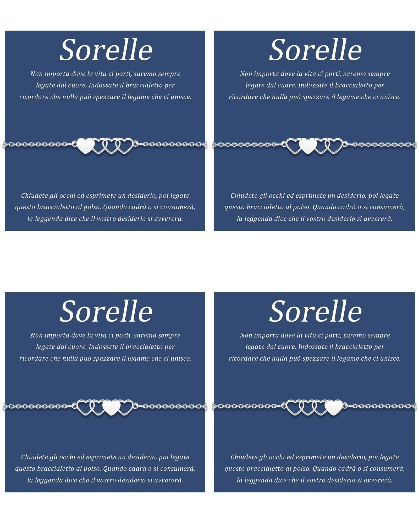 SUNSH 4 Pezzi Bracciali Sorelle Bracciale Per Ragazze Bracciali Abbinati Bracciale A Cuore In Acciaio Inox Braccialetto Della Ragazza Miglior Regalo Delle Sorelle Regalo Di Compleanno Natale - immagine 1