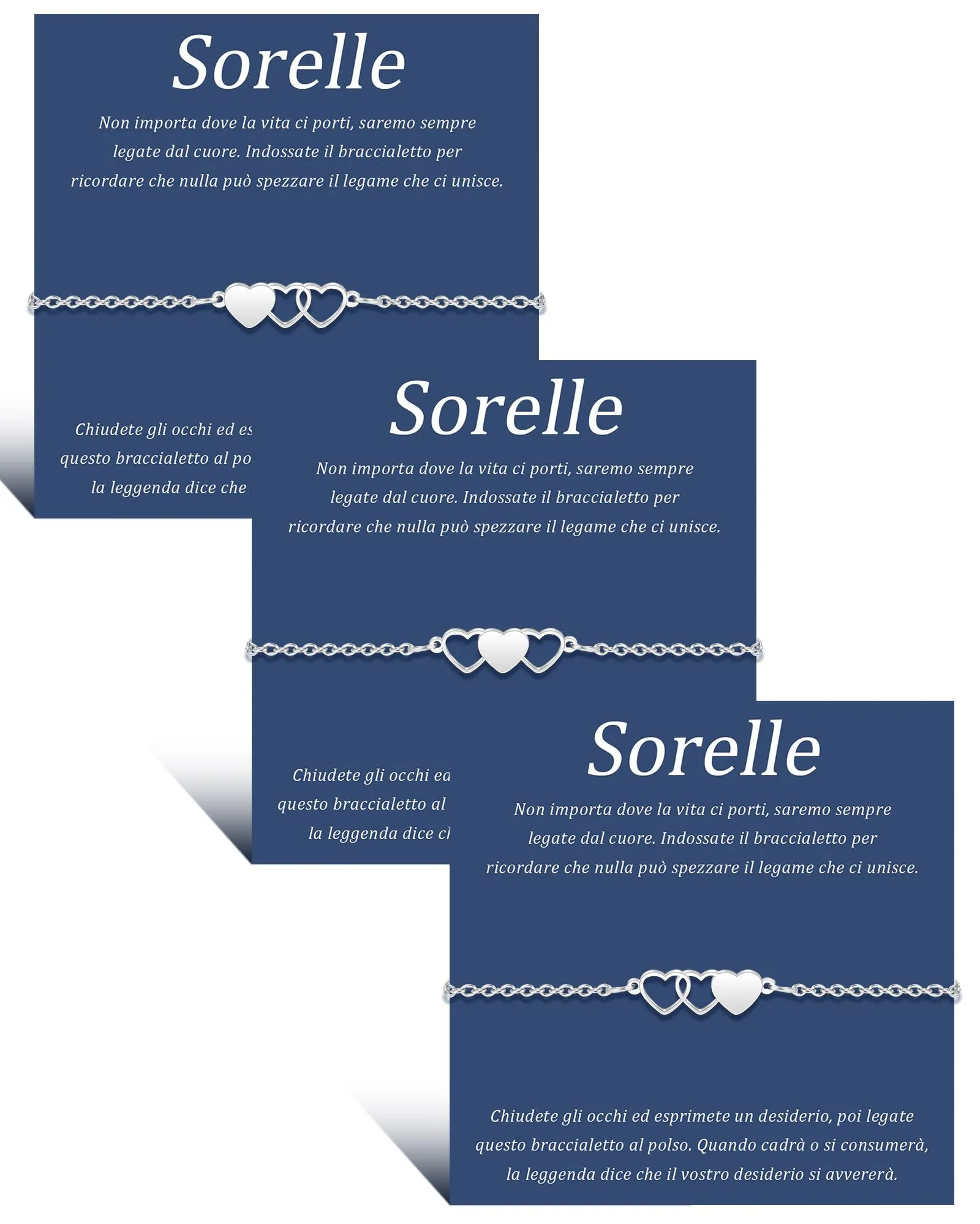 SUNSH 3 Pezzi Bracciali Sorelle Bracciale Per Ragazze Bracciali Abbinati Bracciale A Cuore In Acciaio Inox Braccialetto Della Ragazza Miglior Regalo Delle Sorelle Regalo Di Compleanno Natale - immagine 1