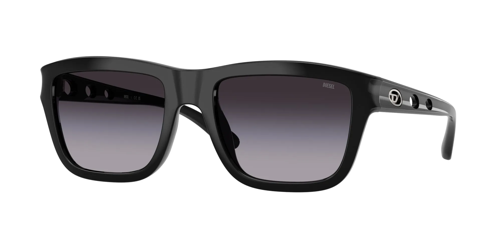 DIESEL DL3006U 20018G Occhiali da sole Iniettato Nero Grigio Squadrata Normale Sfumato - immagine 1