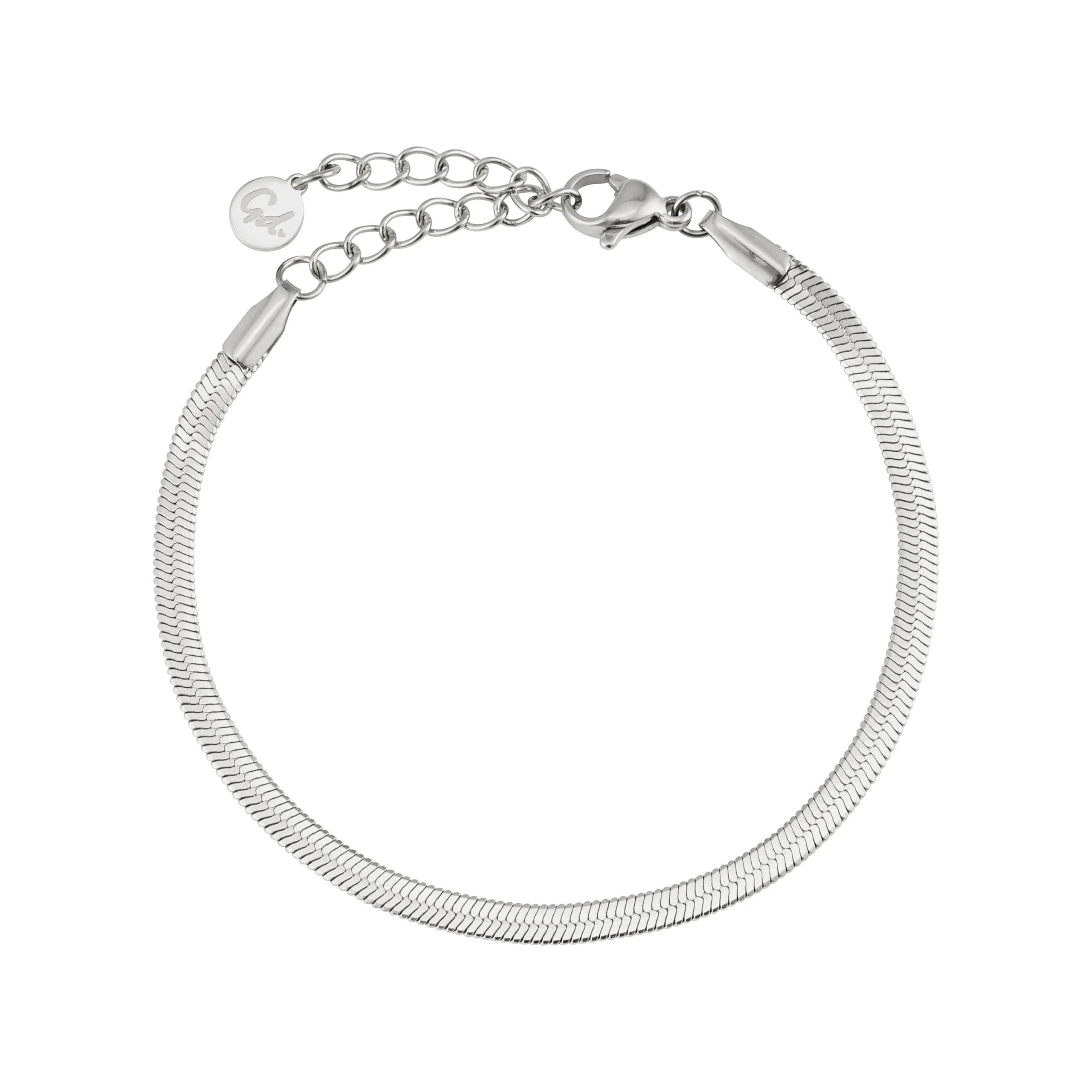 GD GOOD.designs EST. 2015 Bracciale serpente per donna | Bracciale piatto senza ciondolo in argento | Gioielli in acciaio inossidabile larghi 3 mm | Impermeabili - immagine 1