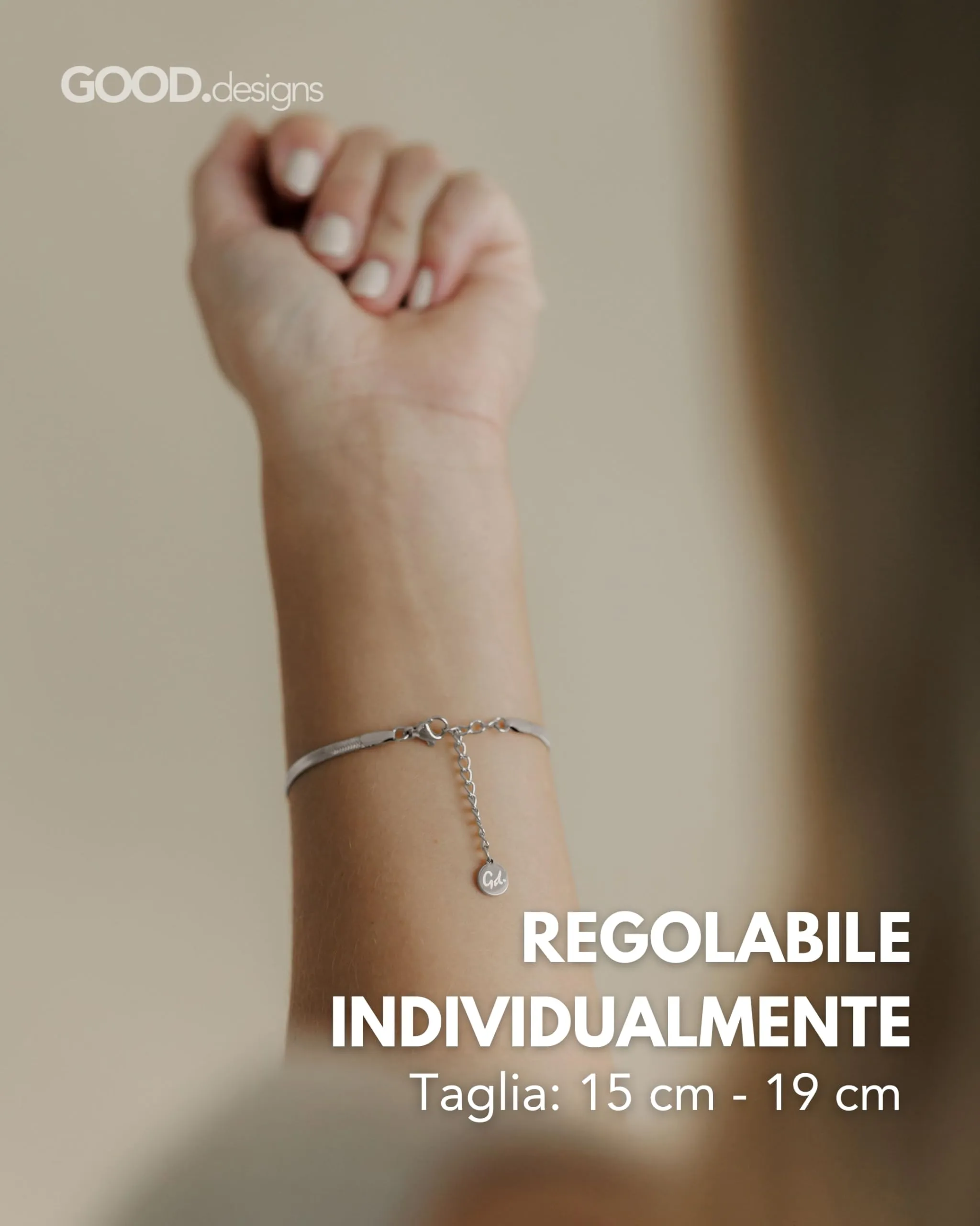 GD GOOD.designs EST. 2015 Bracciale serpente per donna | Bracciale piatto senza ciondolo in argento | Gioielli in acciaio inossidabile larghi 3 mm | Impermeabili - immagine 4