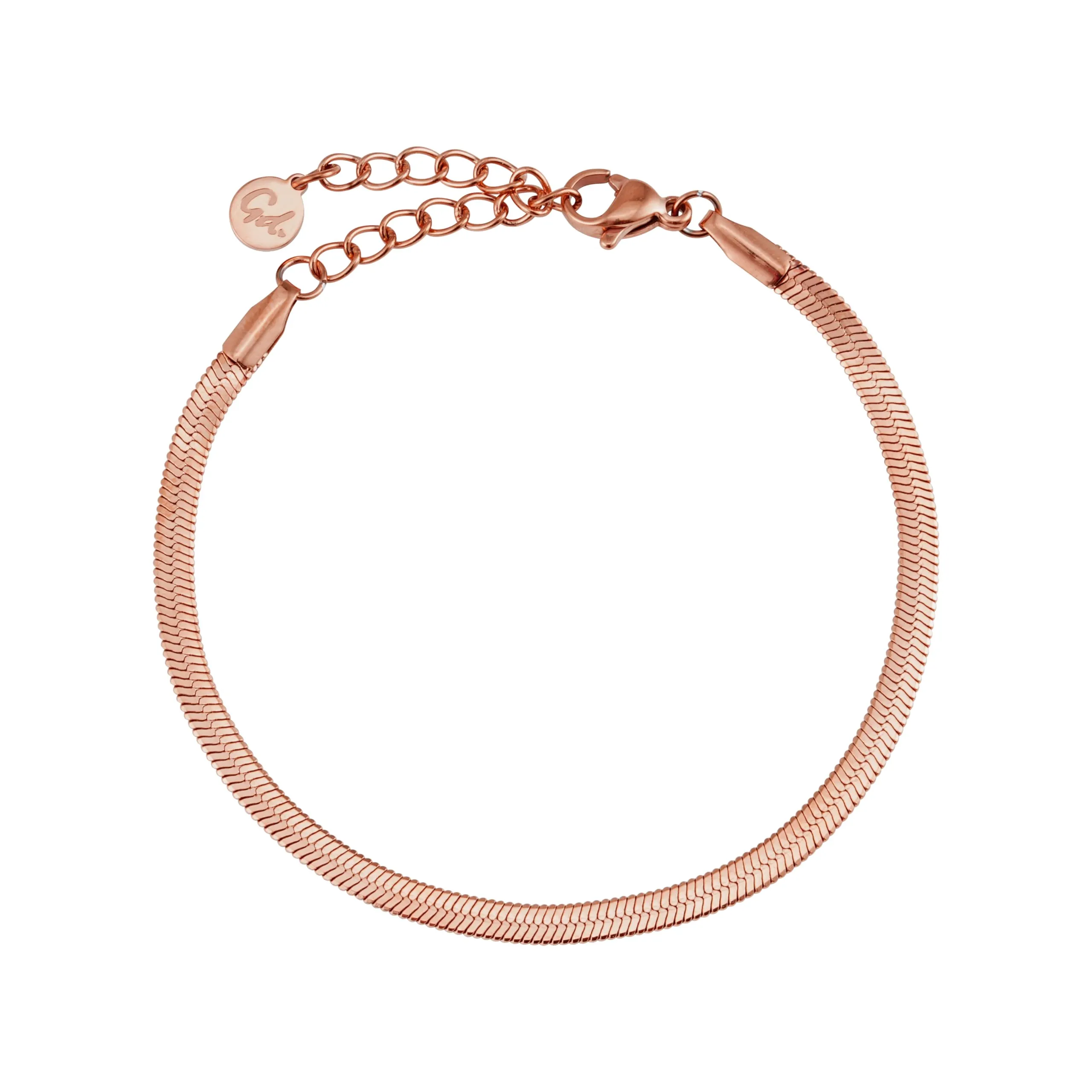 GD GOOD.designs EST. 2015 Bracciale serpente per donna | Bracciale piatto senza ciondolo in oro rosa | Gioielli in acciaio inossidabile larghi 3 mm | Impermeabile - immagine 1