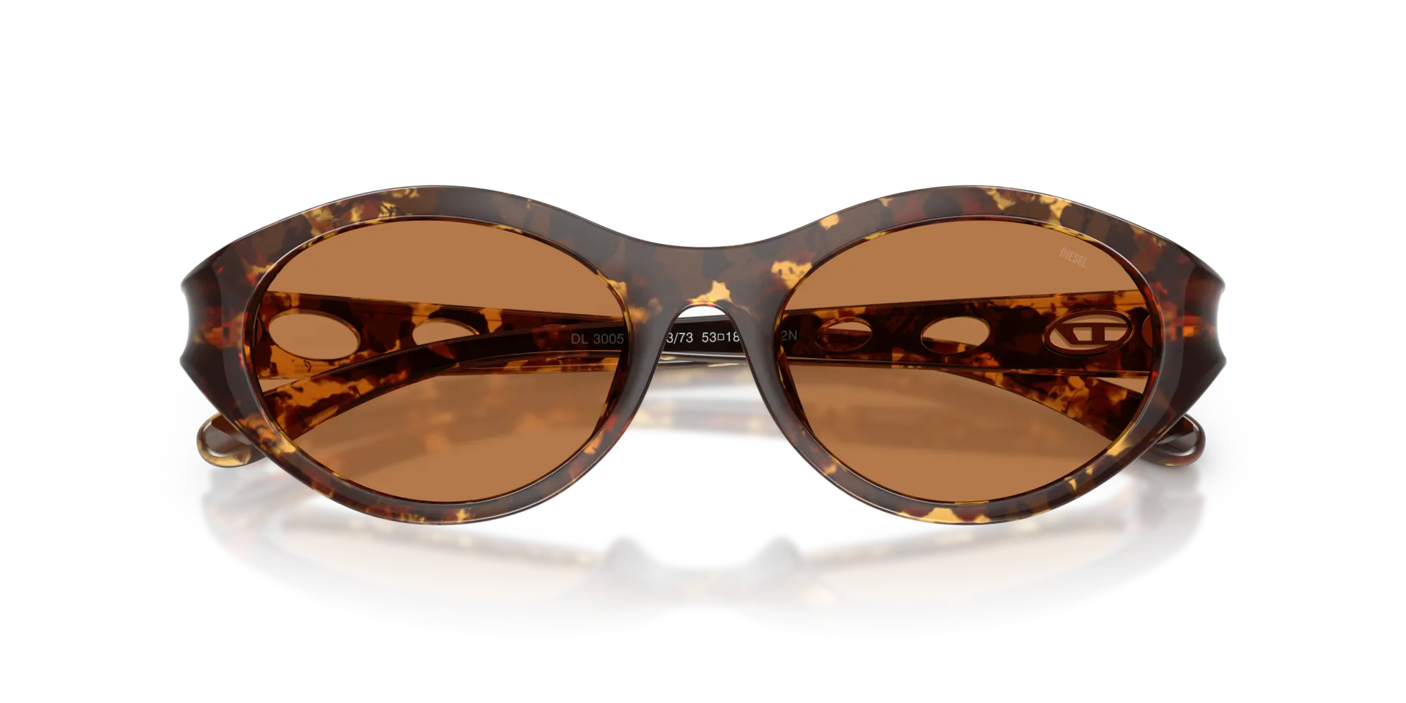 DIESEL DL3005U 201373 Occhiali da sole Iniettato Tartaruga Marrone Rotonda Normale - immagine 2