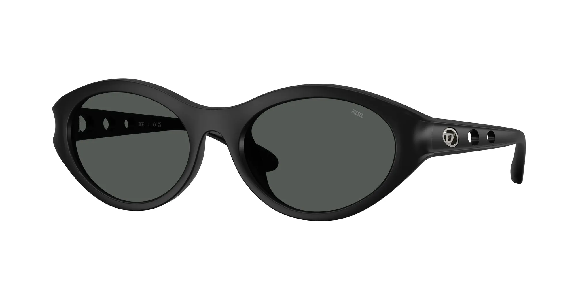 DIESEL DL3005U 200287 Occhiali da sole Iniettato Nero Grigio Rotonda Normale - immagine 1