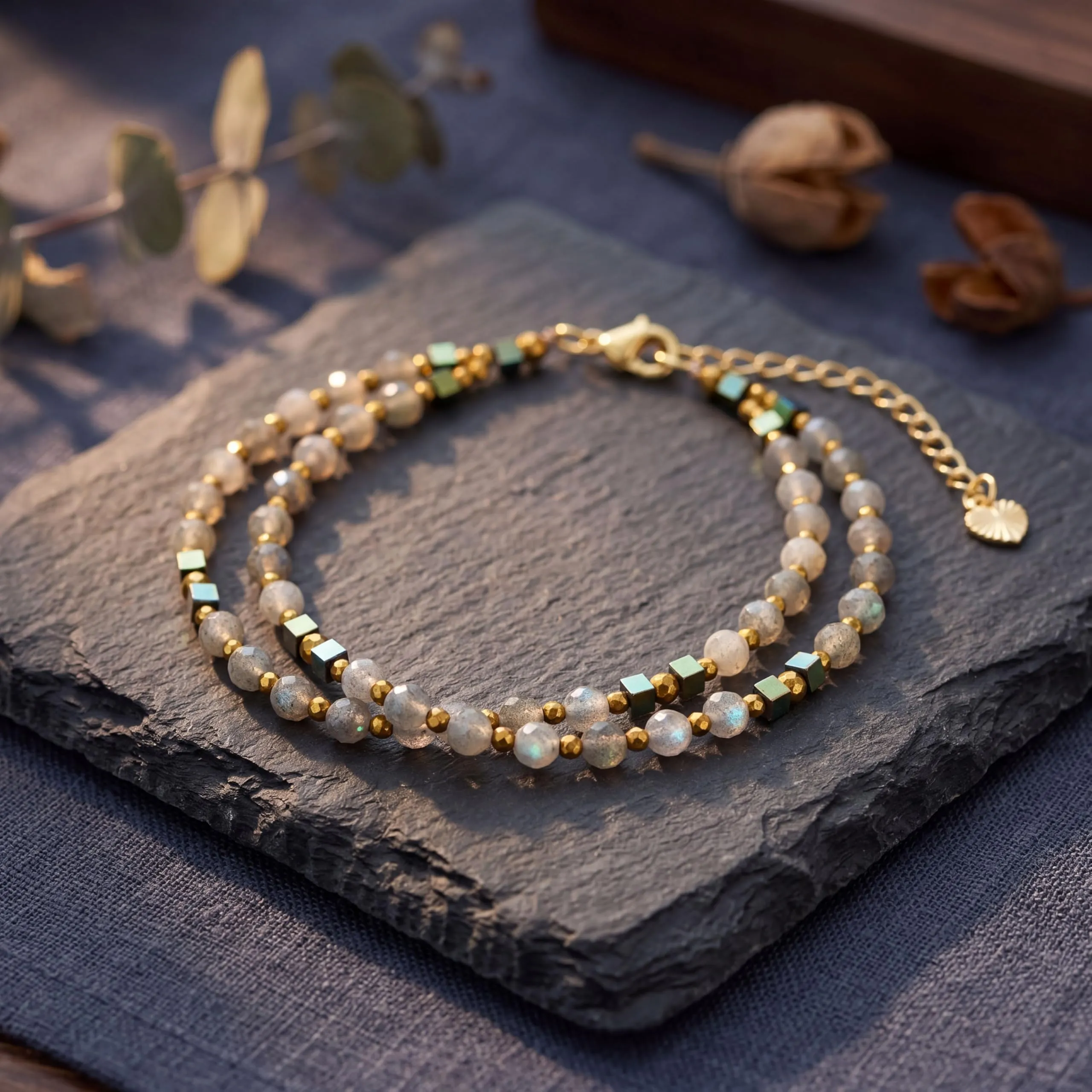 Farfume Bracciale Donna Chakra 4 mm Perline Bracciali, Cristalli Pietre Naturali Gioielli Regalo per le Donne (labradorite) - immagine 2