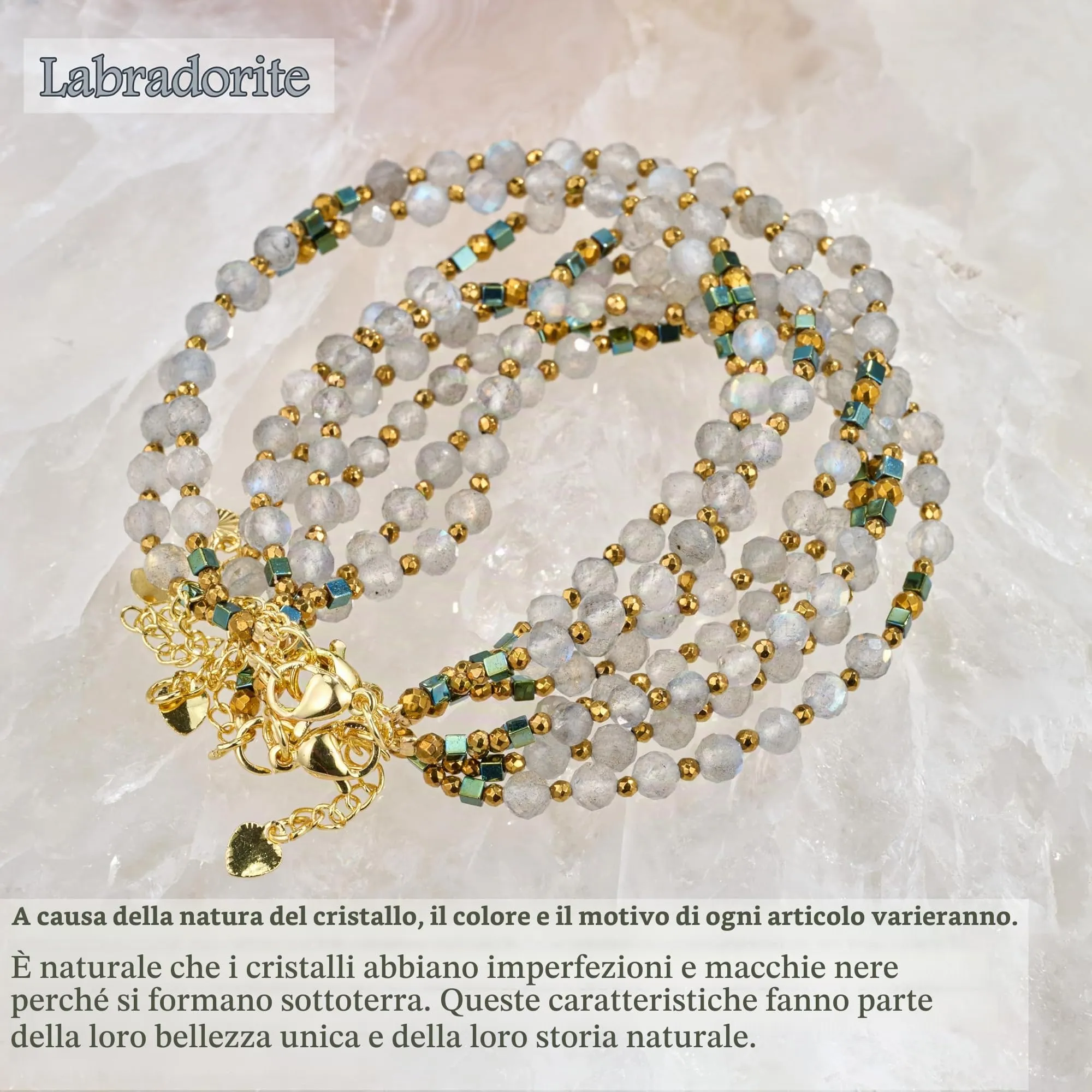 Farfume Bracciale Donna Chakra 4 mm Perline Bracciali, Cristalli Pietre Naturali Gioielli Regalo per le Donne (labradorite) - immagine 6