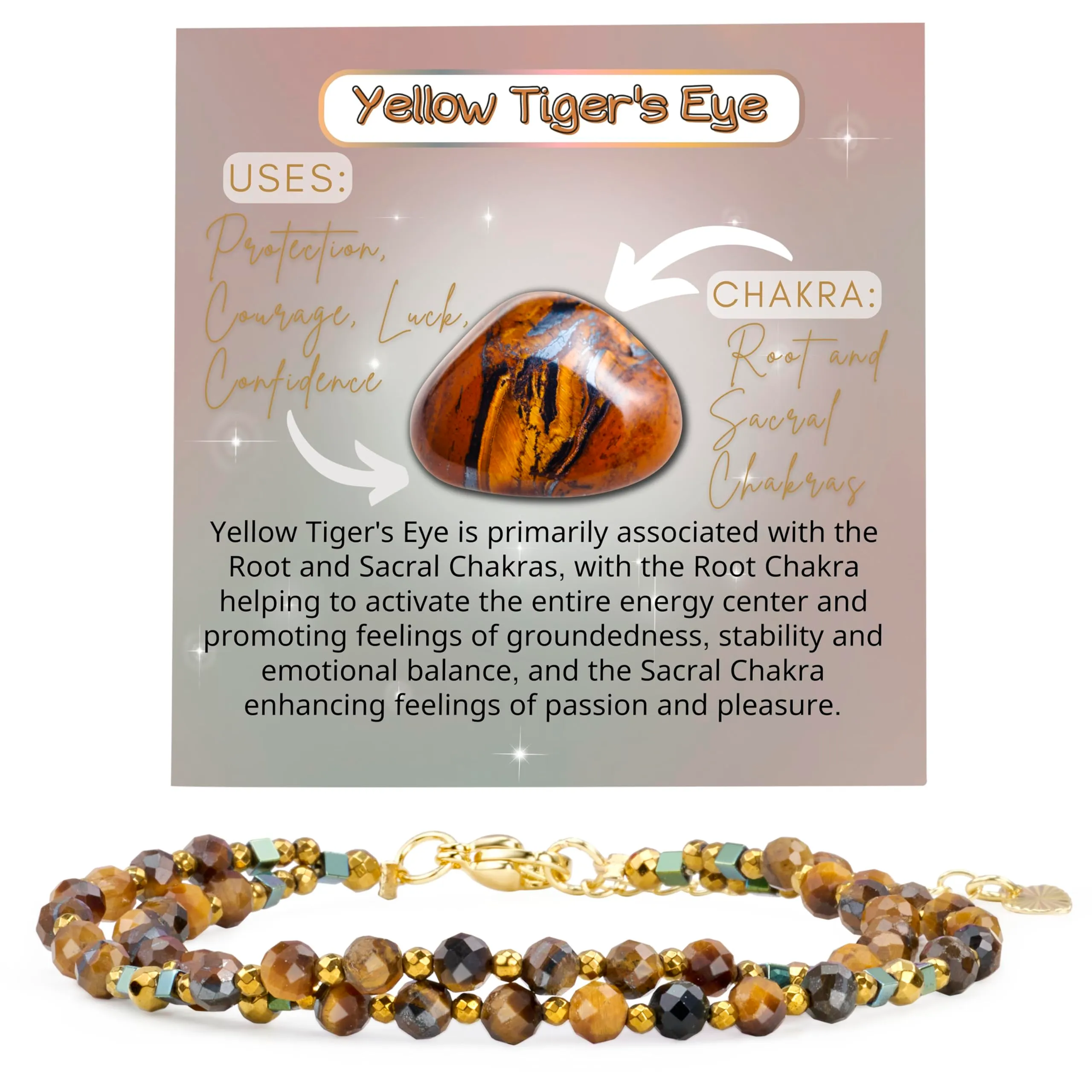 Farfume Bracciale Donna Chakra 4 mm Perline Bracciali, Cristalli Pietre Naturali Gioielli Regalo per le Donne (Occhio di tigre) - immagine 1