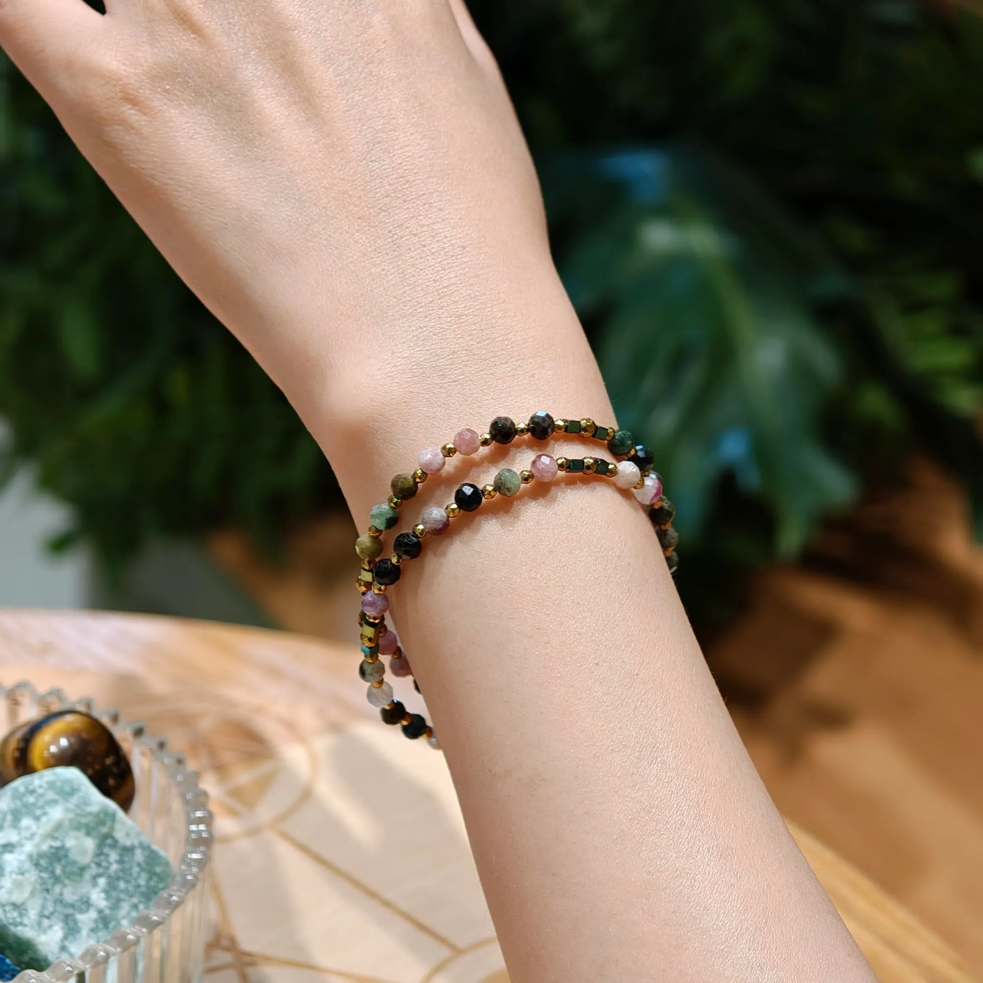 Farfume Bracciale Donna Chakra 4 mm Perline Bracciali, Cristalli Pietre Naturali Gioielli Regalo per le Donne (Fluorite arcobaleno) - immagine 3