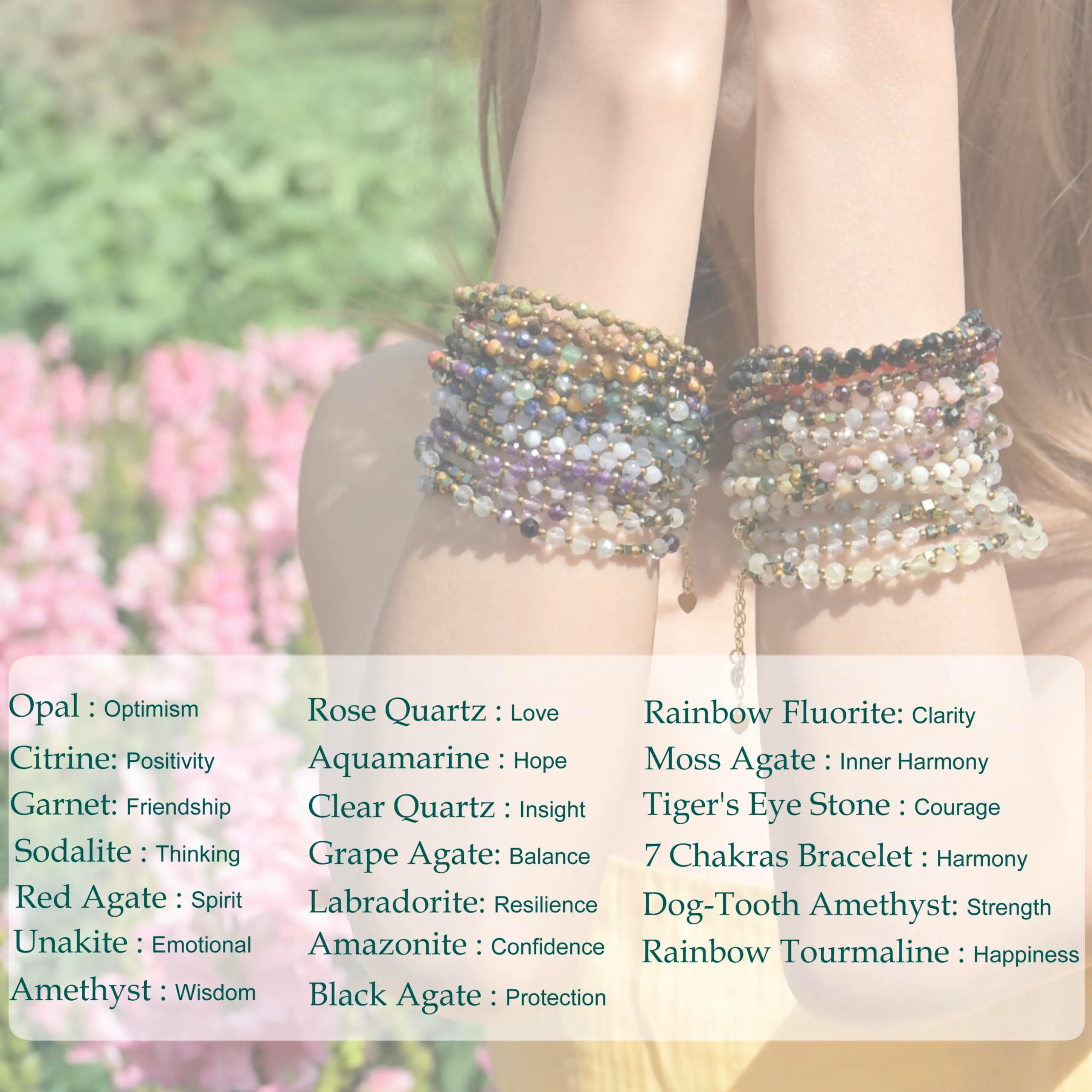 Farfume Bracciale Donna Chakra 4 mm Perline Bracciali, Cristalli Pietre Naturali Gioielli Regalo per le Donne (Agata muschiata) - immagine 5
