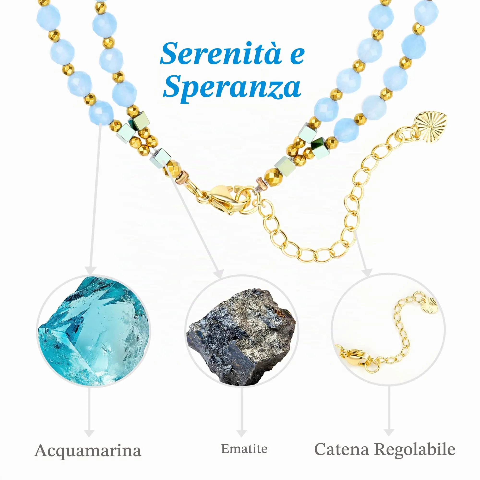 Farfume Bracciale Donna Chakra 4 mm Perline Bracciali, Cristalli Pietre Naturali Gioielli Regalo per le Donne (Acquamarina) - immagine 4