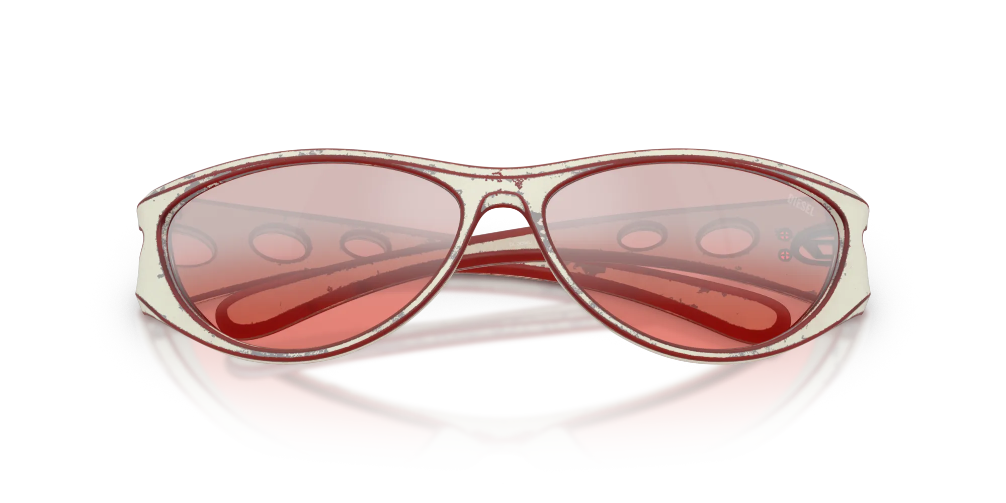 DIESEL DL3004U 20107E Occhiali da sole Iniettato Bianco Rosso Cat Eye Normale Sfumato - immagine 2