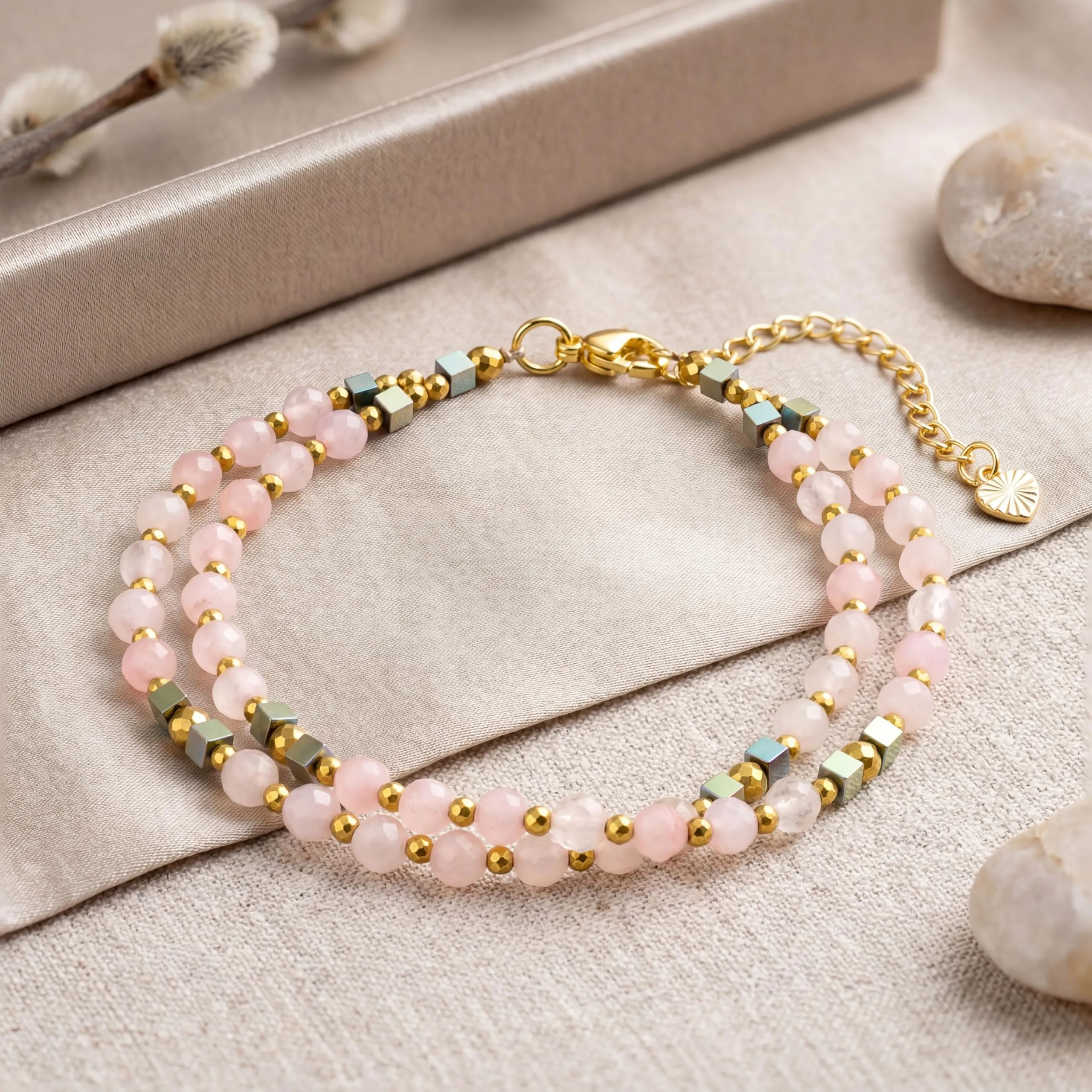 Farfume Bracciale Donna Chakra 4 mm Perline Bracciali, Cristalli Pietre Naturali Gioielli Regalo per le Donne (Quarzo rosa) - immagine 3