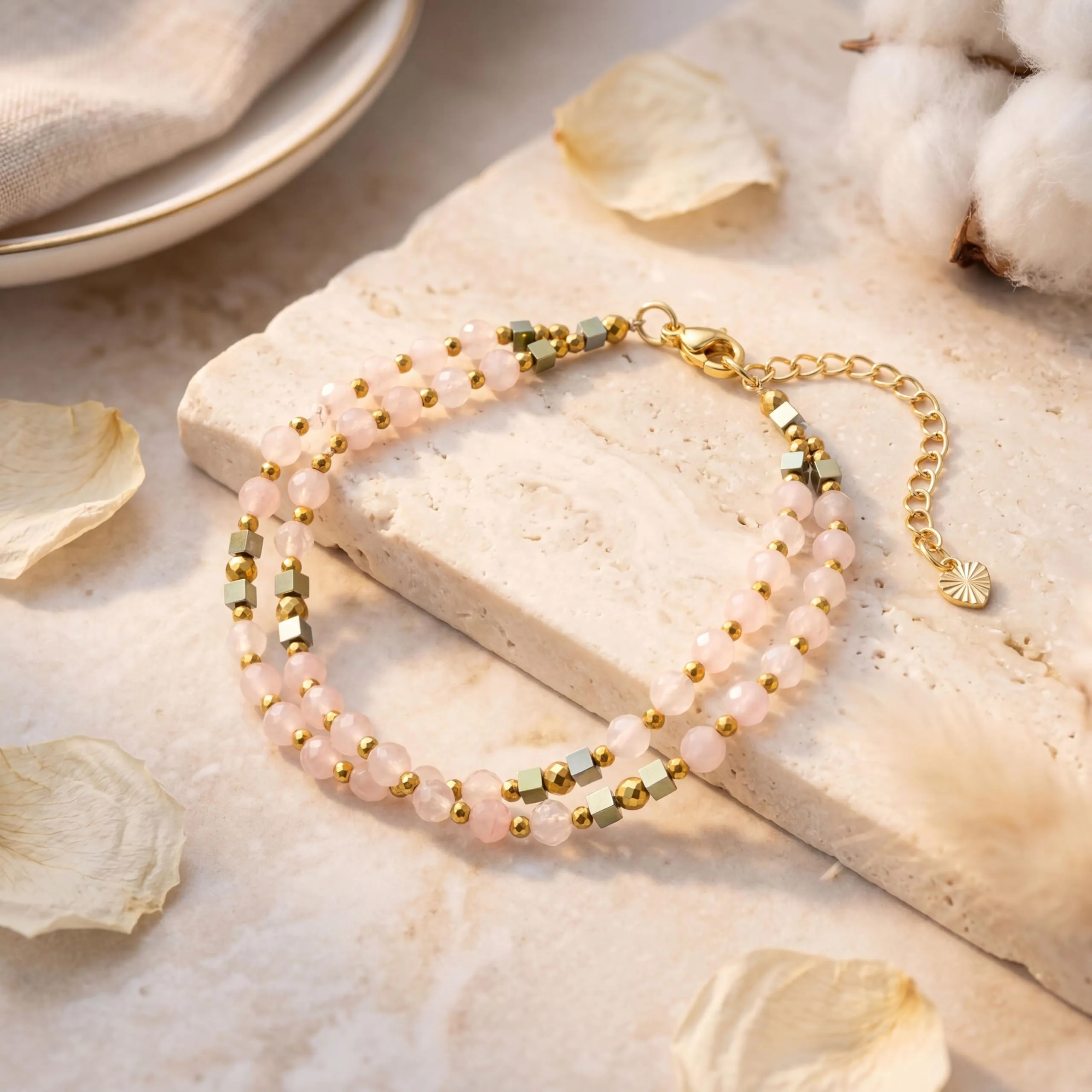 Farfume Bracciale Donna Chakra 4 mm Perline Bracciali, Cristalli Pietre Naturali Gioielli Regalo per le Donne (Quarzo rosa) - immagine 4