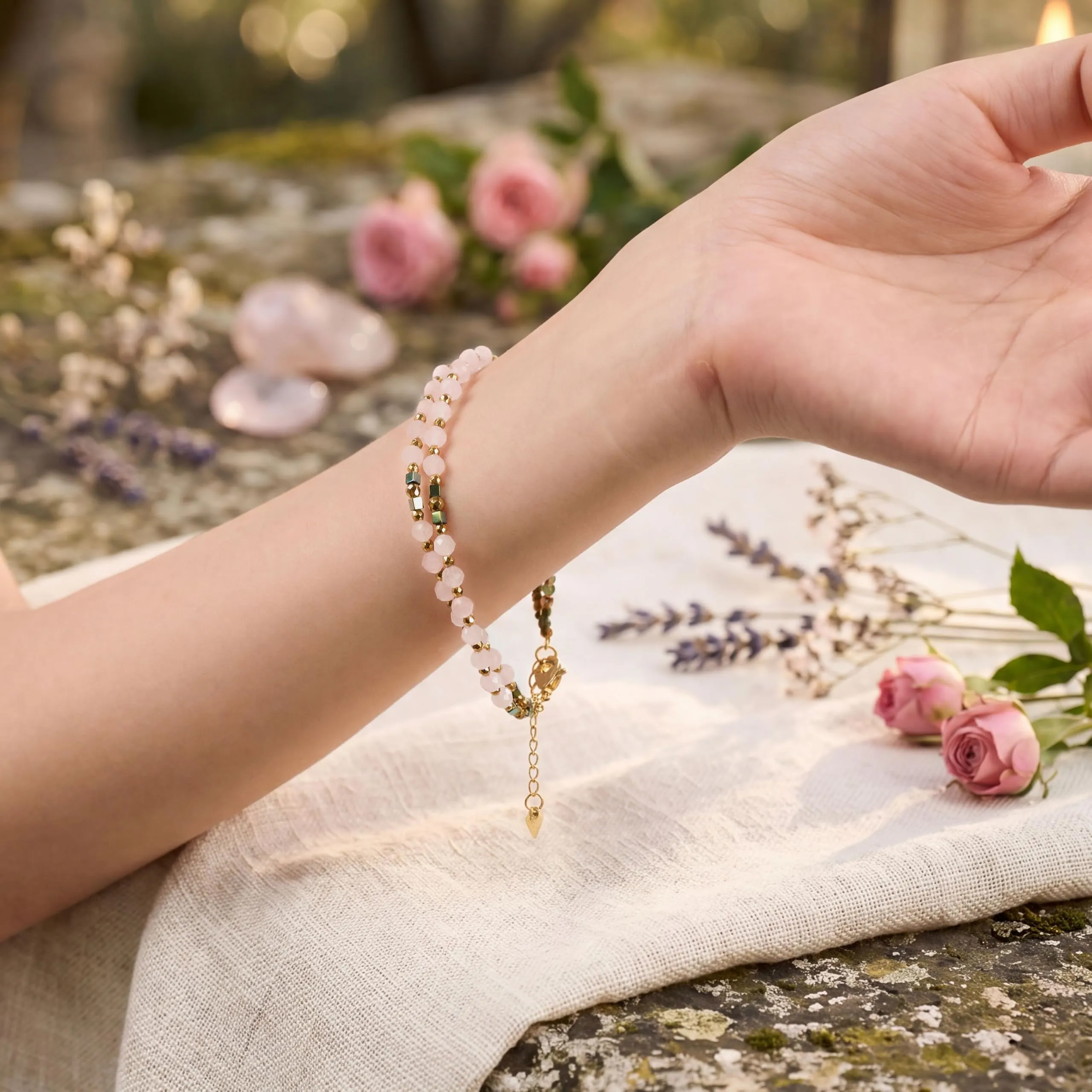 Farfume Bracciale Donna Chakra 4 mm Perline Bracciali, Cristalli Pietre Naturali Gioielli Regalo per le Donne (Quarzo rosa) - immagine 5