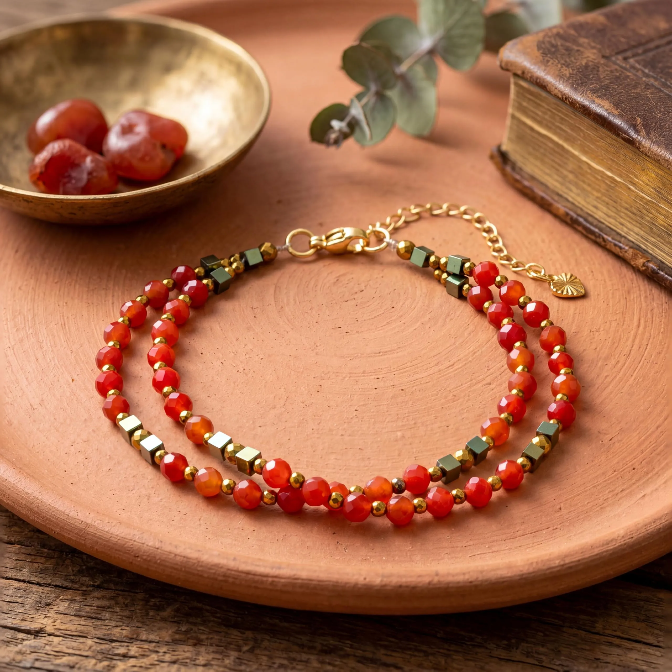 Farfume Bracciale Donna Chakra 4 mm Perline Bracciali, Cristalli Pietre Naturali Gioielli Regalo per le Donne (Agata rossa) - immagine 2