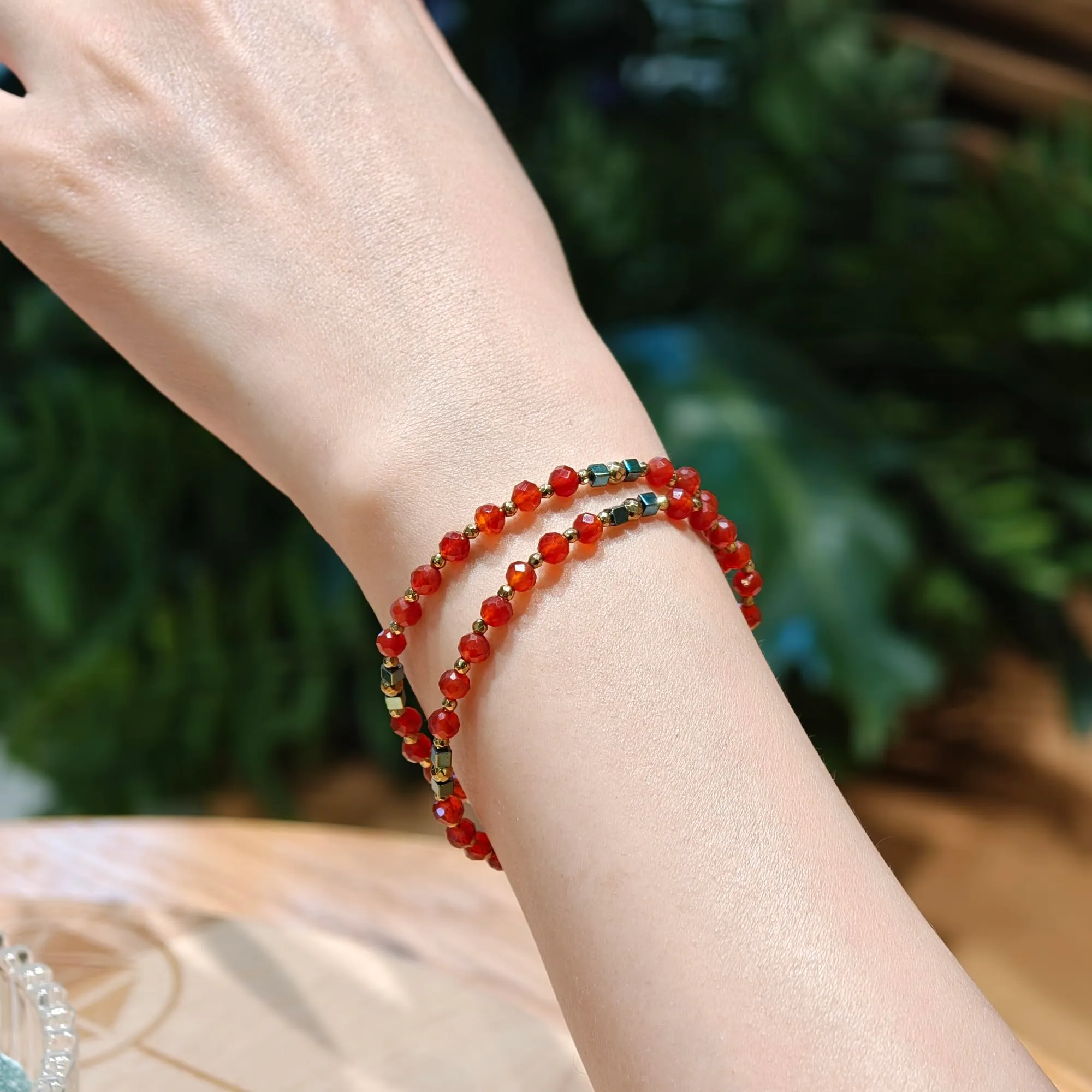 Farfume Bracciale Donna Chakra 4 mm Perline Bracciali, Cristalli Pietre Naturali Gioielli Regalo per le Donne (Agata rossa) - immagine 3