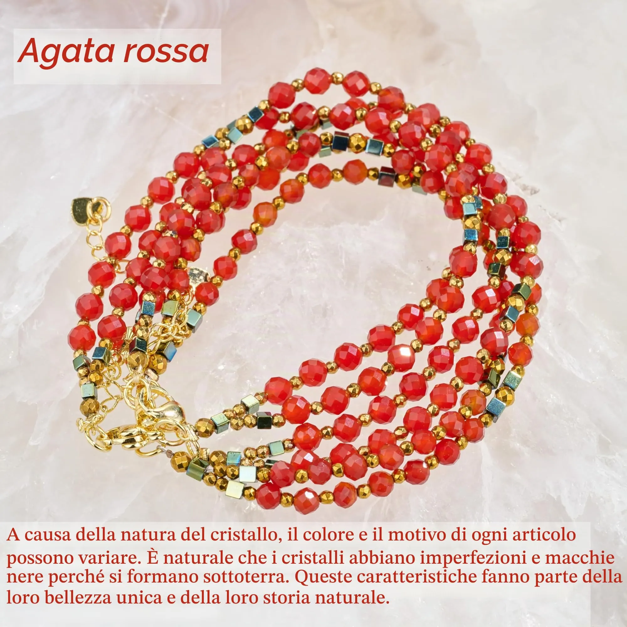 Farfume Bracciale Donna Chakra 4 mm Perline Bracciali, Cristalli Pietre Naturali Gioielli Regalo per le Donne (Agata rossa) - immagine 7
