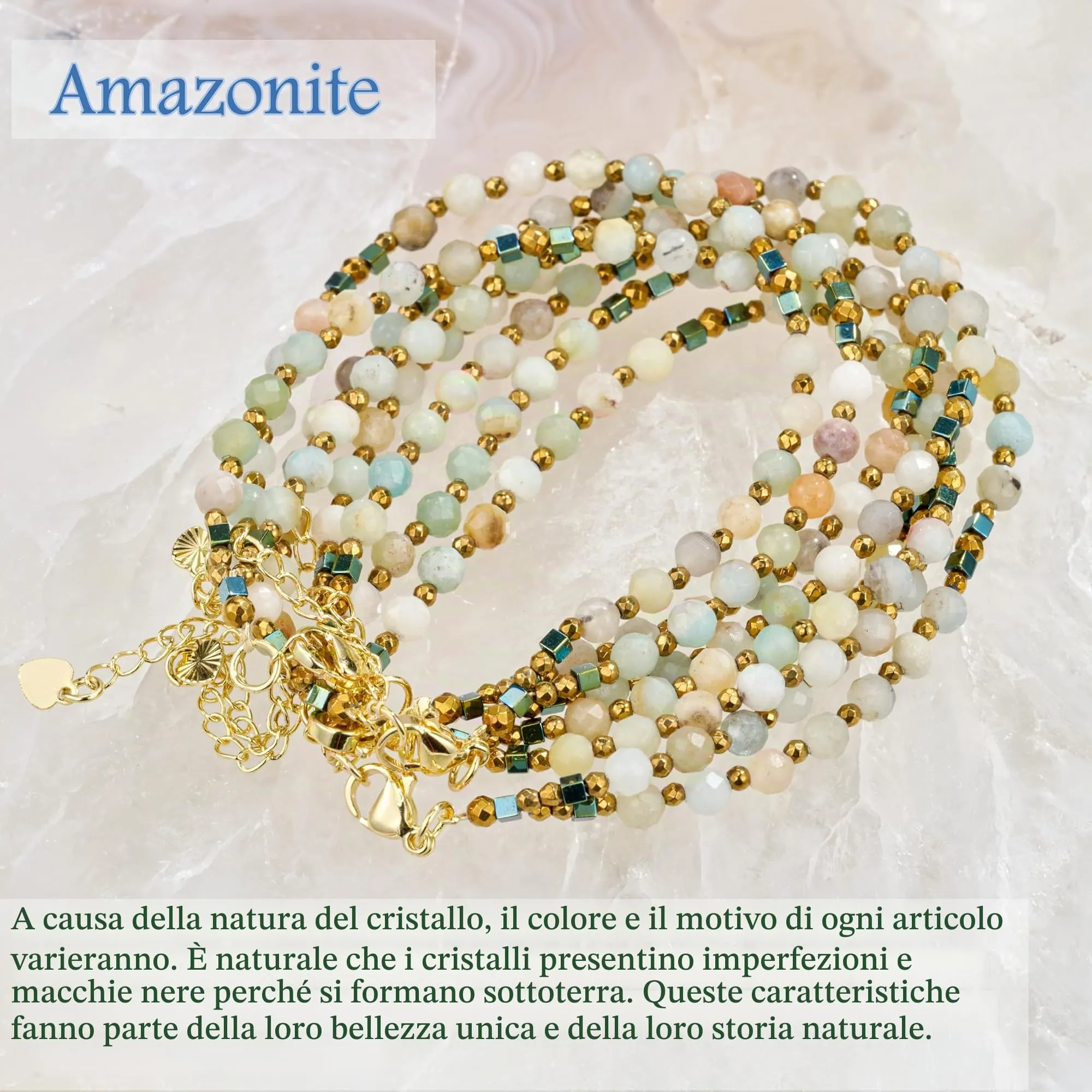 Farfume Bracciale Donna Chakra 4 mm Perline Bracciali, Cristalli Pietre Naturali Gioielli Regalo per le Donne (Amazzonite) - immagine 5