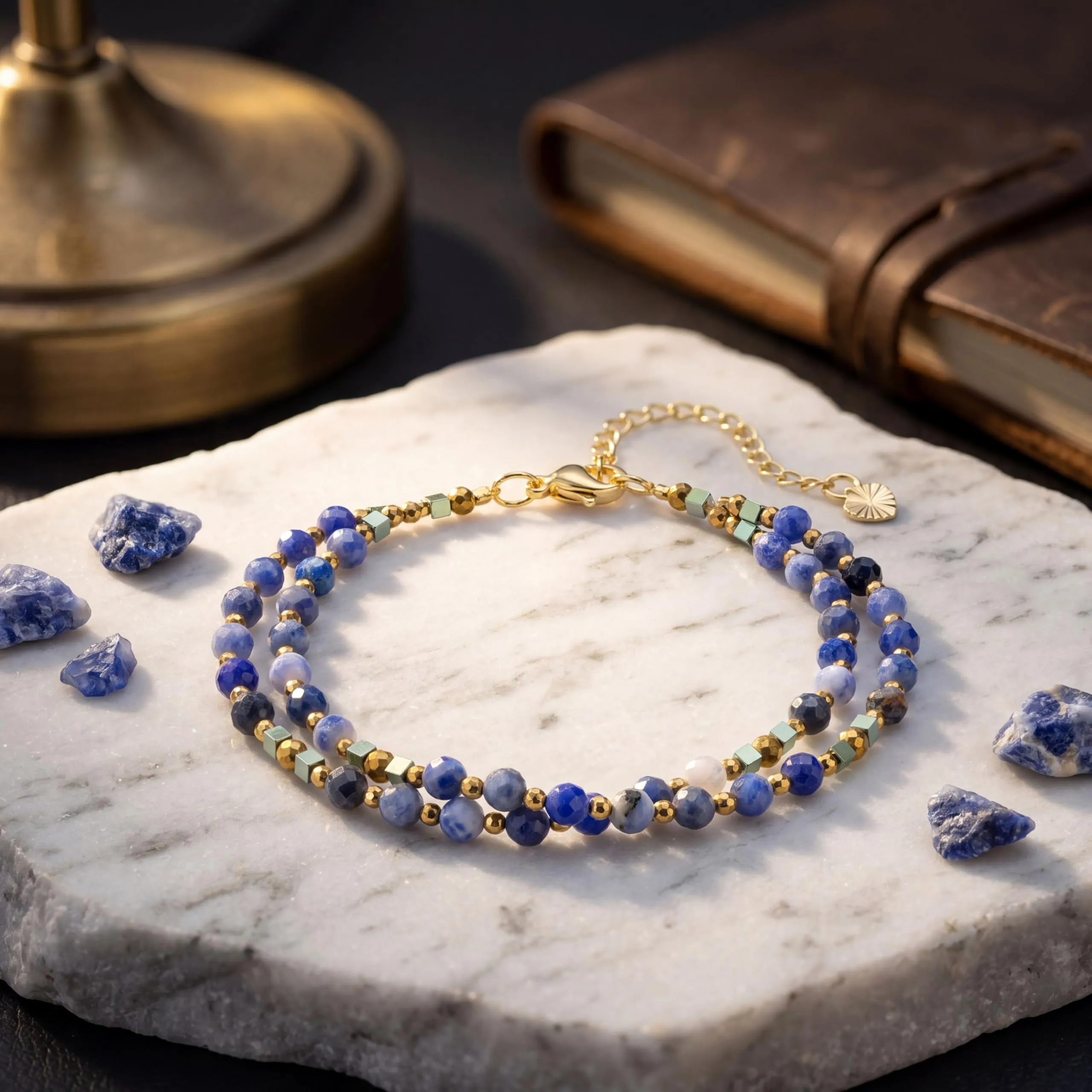 Farfume Bracciale Donna Chakra 4 mm Perline Bracciali, Cristalli Pietre Naturali Gioielli Regalo per le Donne (Sodalite) - immagine 2