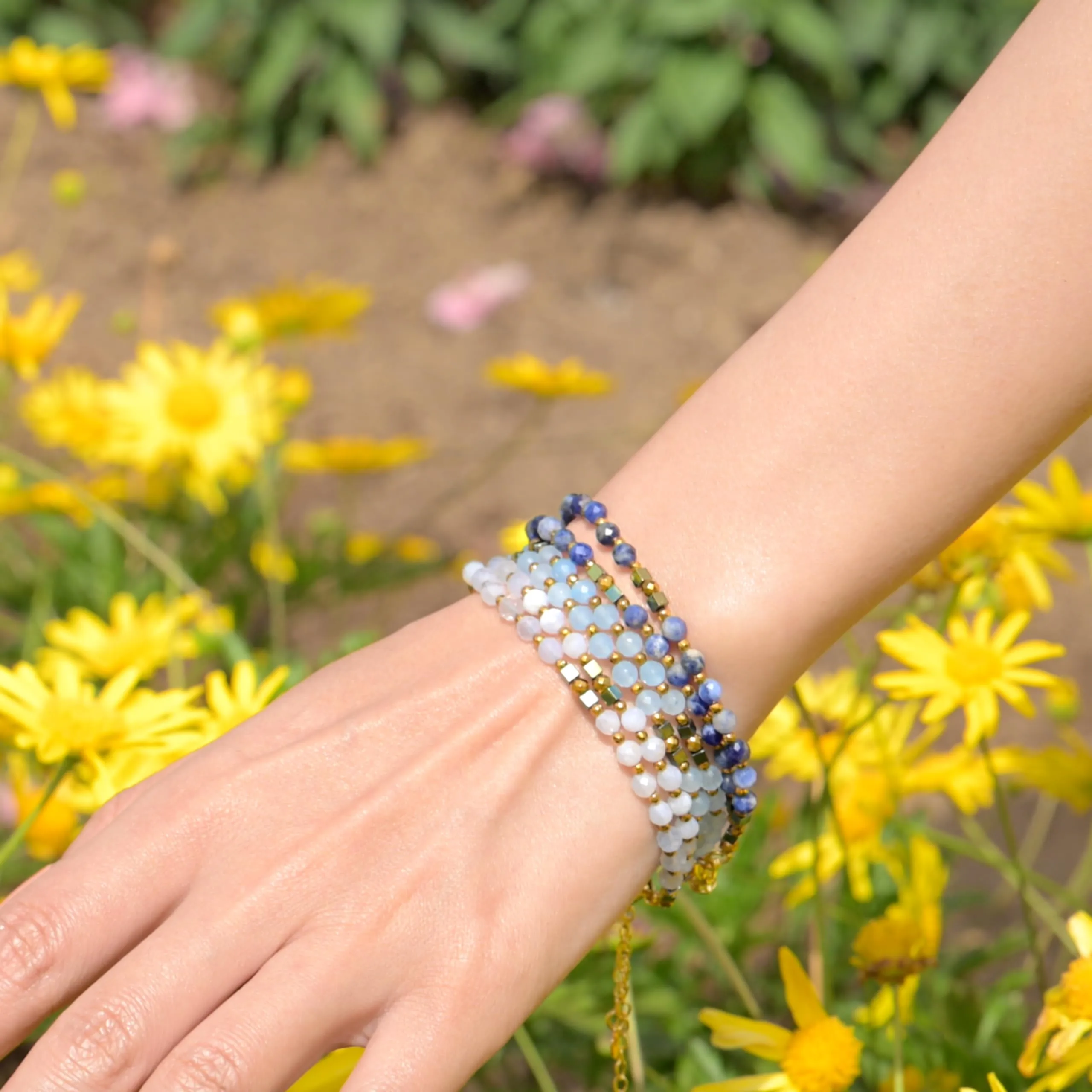 Farfume Bracciale Donna Chakra 4 mm Perline Bracciali, Cristalli Pietre Naturali Gioielli Regalo per le Donne (Sodalite) - immagine 3