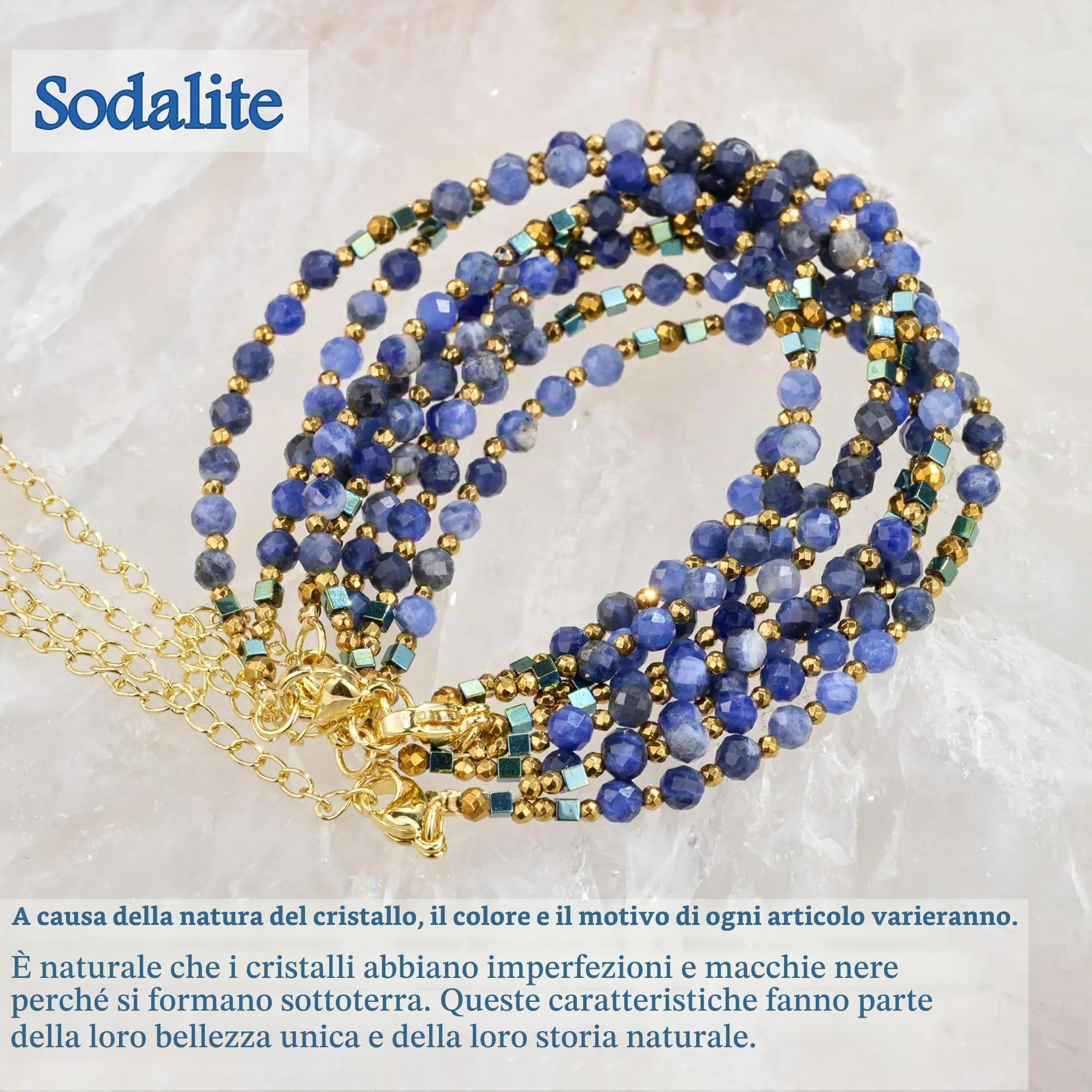 Farfume Bracciale Donna Chakra 4 mm Perline Bracciali, Cristalli Pietre Naturali Gioielli Regalo per le Donne (Sodalite) - immagine 7