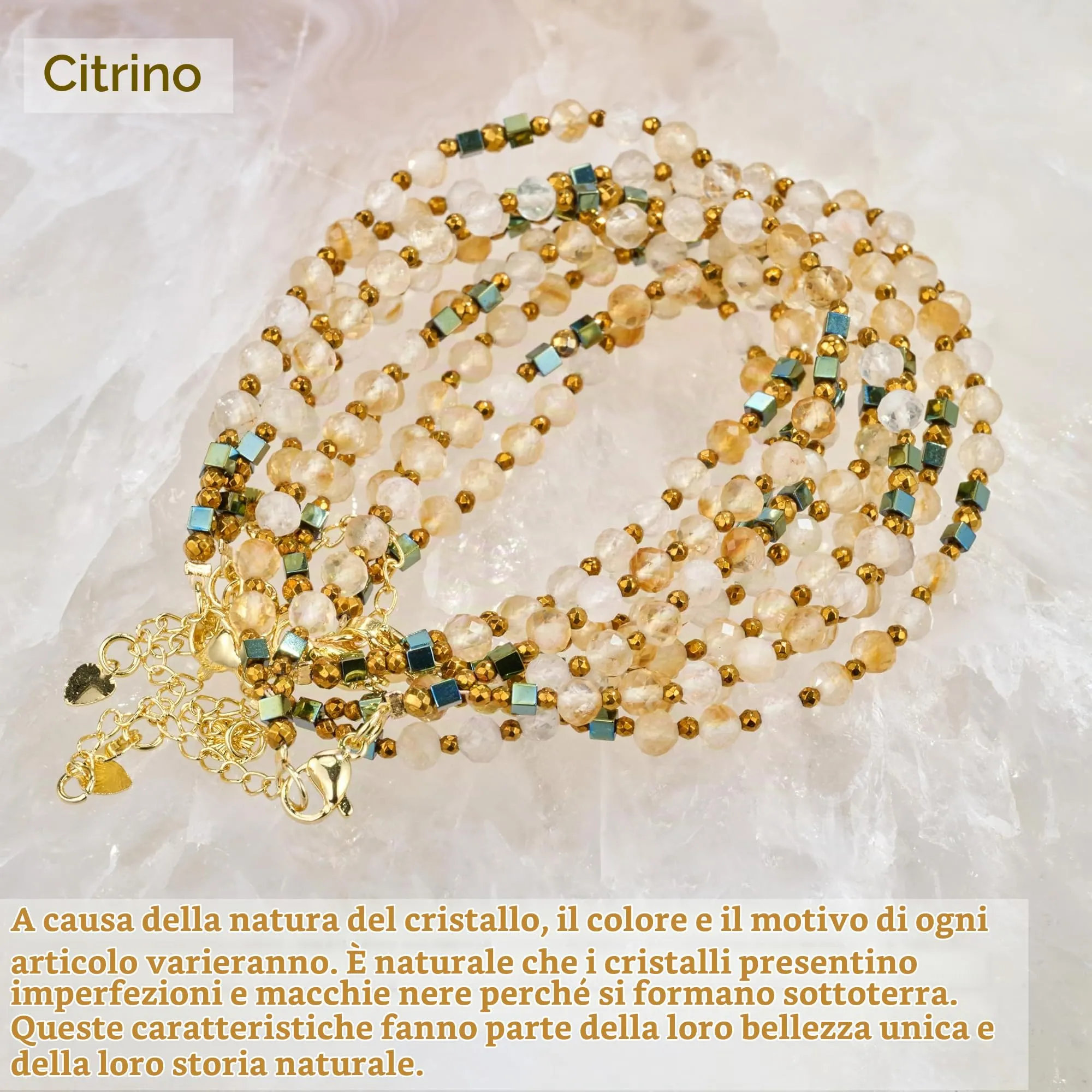 Farfume Bracciale Donna Chakra 4 mm Perline Bracciali, Cristalli Pietre Naturali Gioielli Regalo per le Donne (Citrino) - immagine 6