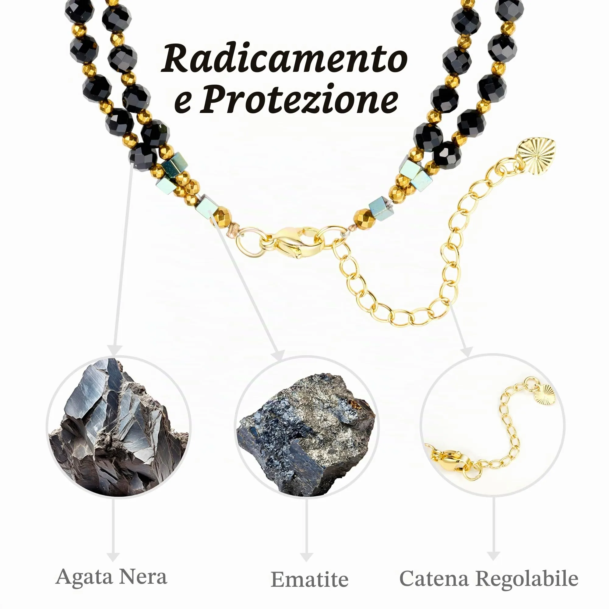 Farfume Bracciale Donna Chakra 4 mm Perline Bracciali, Cristalli Pietre Naturali Gioielli Regalo per le Donne (Agata nera) - immagine 2