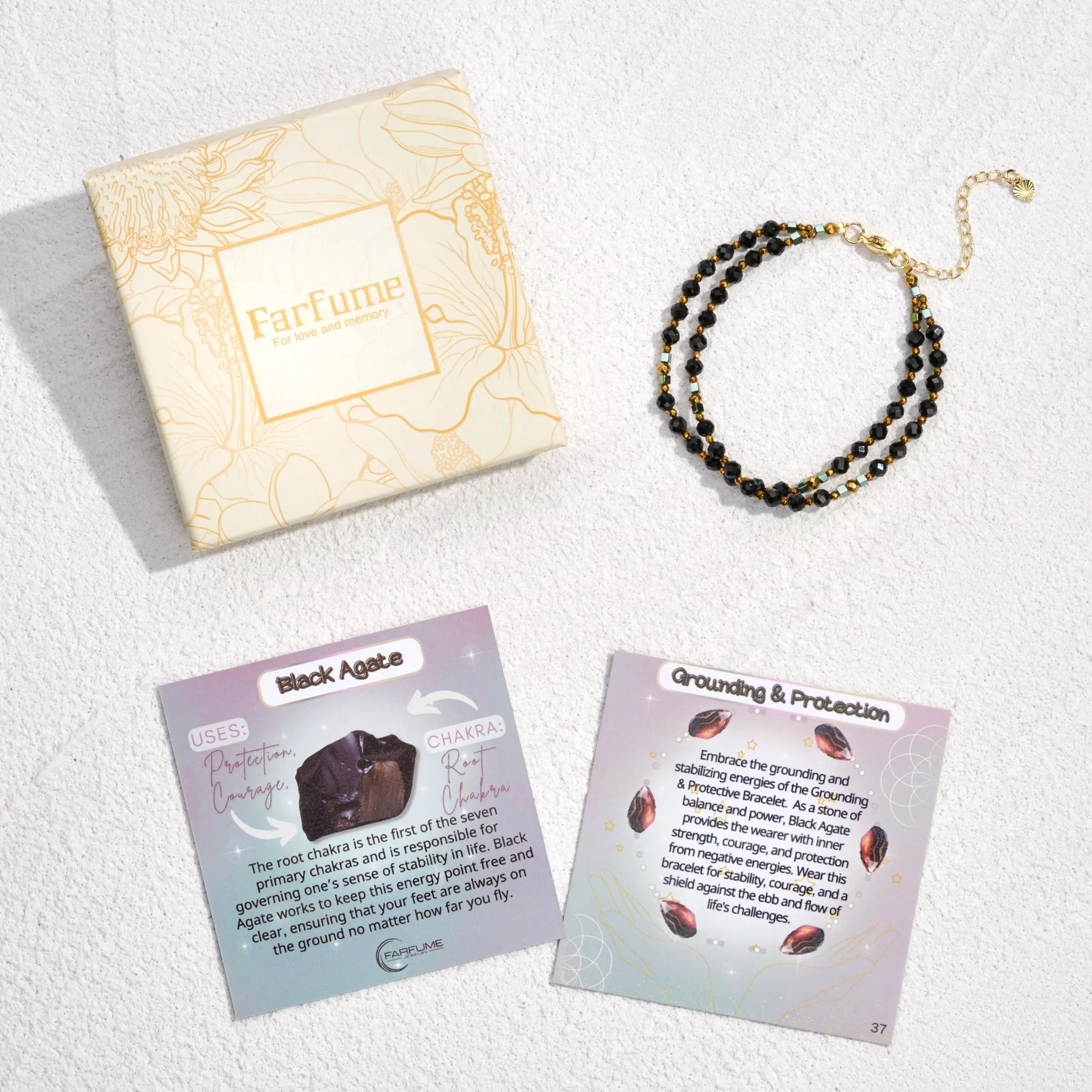 Farfume Bracciale Donna Chakra 4 mm Perline Bracciali, Cristalli Pietre Naturali Gioielli Regalo per le Donne (Agata nera) - immagine 7
