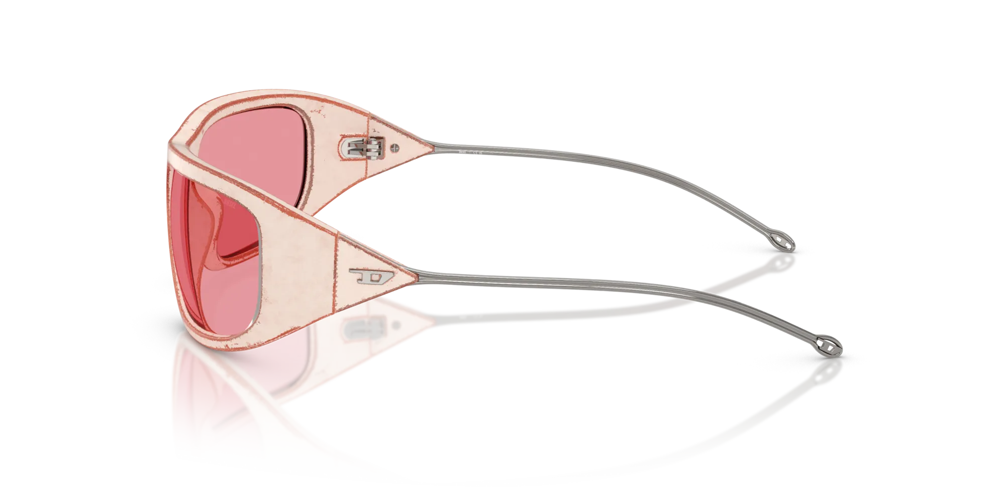 DIESEL DL3001 512/9L Occhiali da sole Iniettato Rosa Rosa Rotonda Specchiate - immagine 4