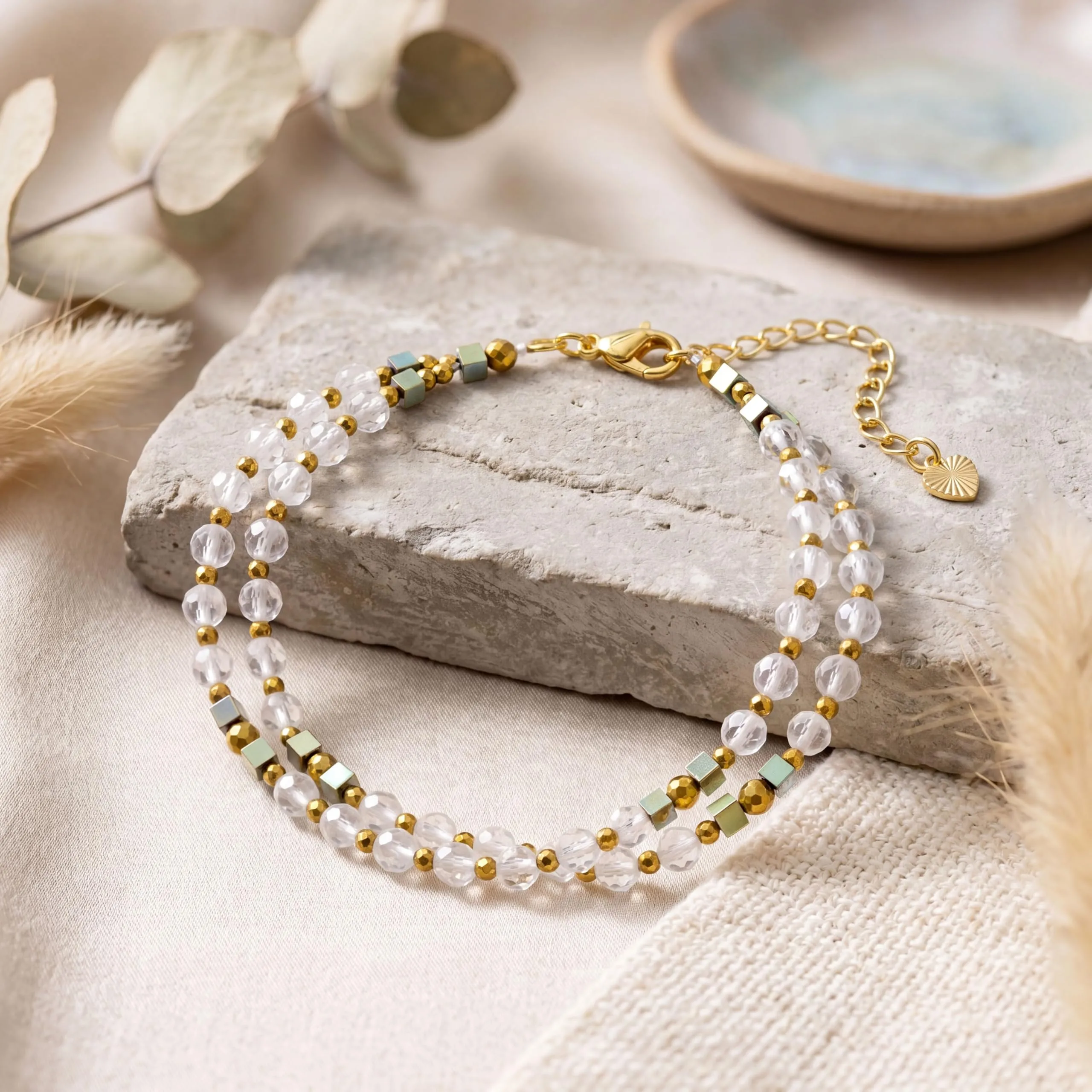 Farfume Bracciale Donna Chakra 4 mm Perline Bracciali, Cristalli Pietre Naturali Gioielli Regalo per le Donne (Quarzo chiaro) - immagine 3