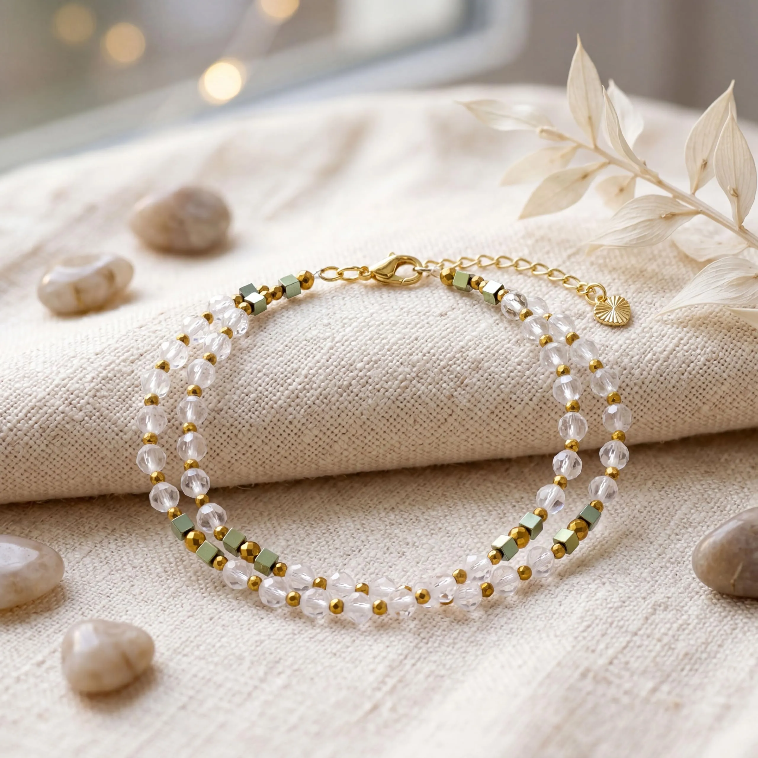 Farfume Bracciale Donna Chakra 4 mm Perline Bracciali, Cristalli Pietre Naturali Gioielli Regalo per le Donne (Quarzo chiaro) - immagine 5