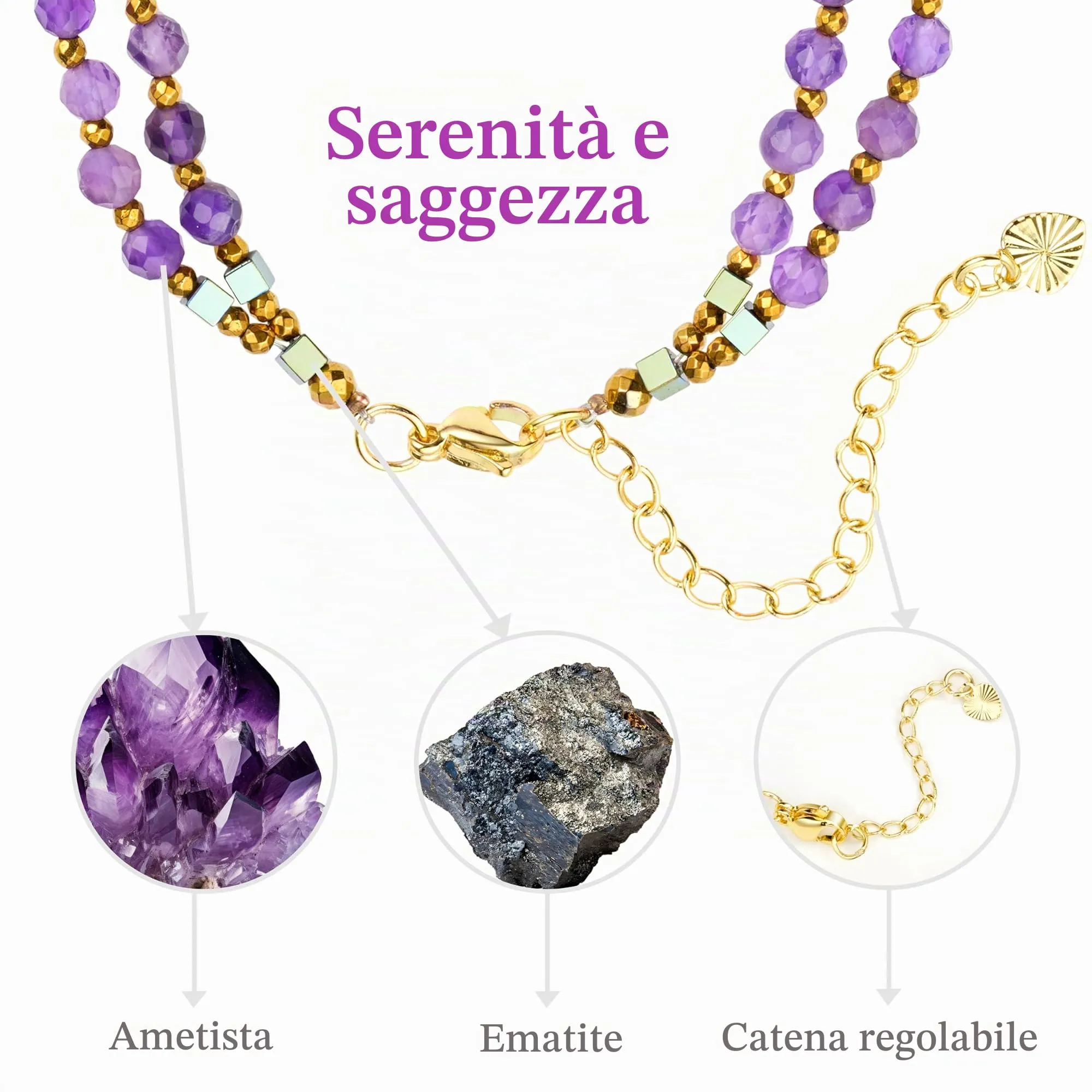Farfume Bracciale Donna Chakra 4 mm Perline Bracciali, Cristalli Pietre Naturali Gioielli Regalo per le Donne (Ametista) - immagine 2