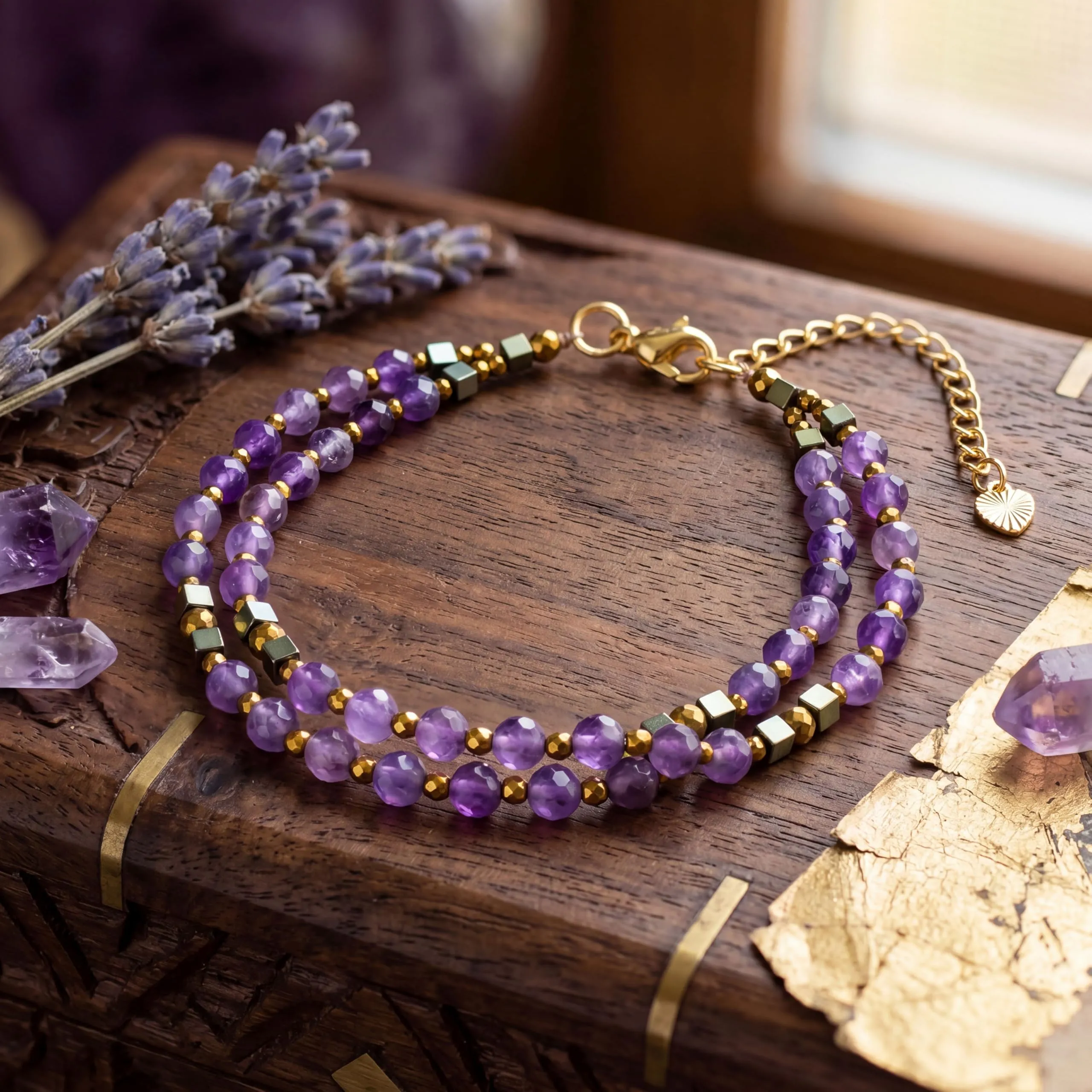Farfume Bracciale Donna Chakra 4 mm Perline Bracciali, Cristalli Pietre Naturali Gioielli Regalo per le Donne (Ametista) - immagine 3