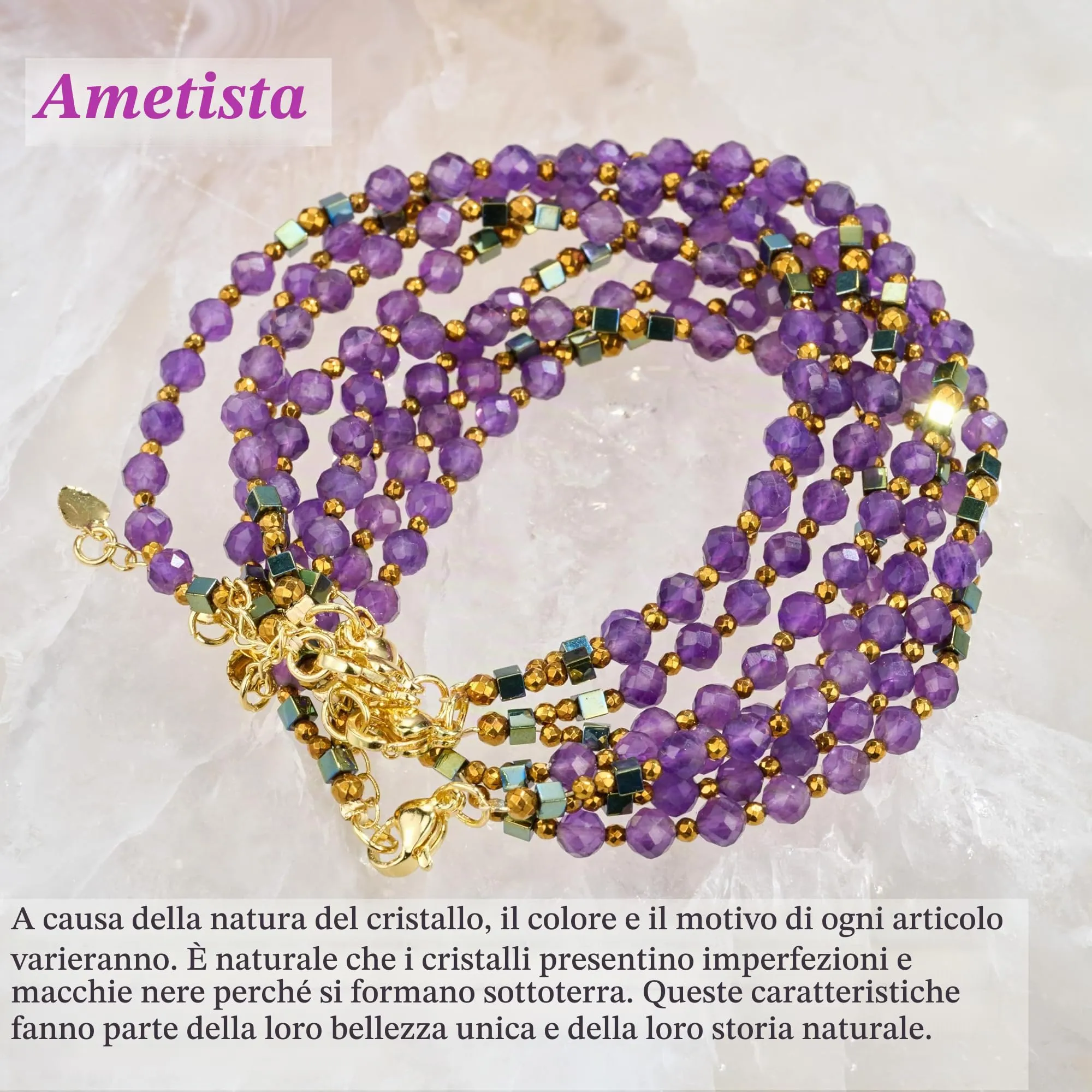 Farfume Bracciale Donna Chakra 4 mm Perline Bracciali, Cristalli Pietre Naturali Gioielli Regalo per le Donne (Ametista) - immagine 6