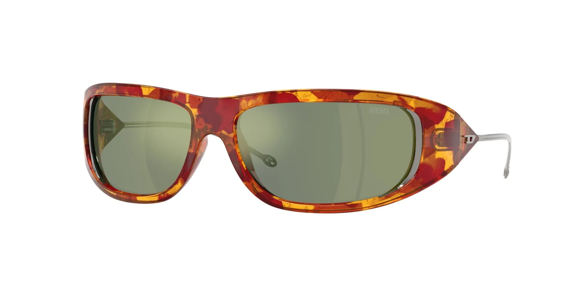 DIESEL DL3001 20236R Occhiali da sole Iniettato Rosso Verde Rotonda Normale - immagine 1